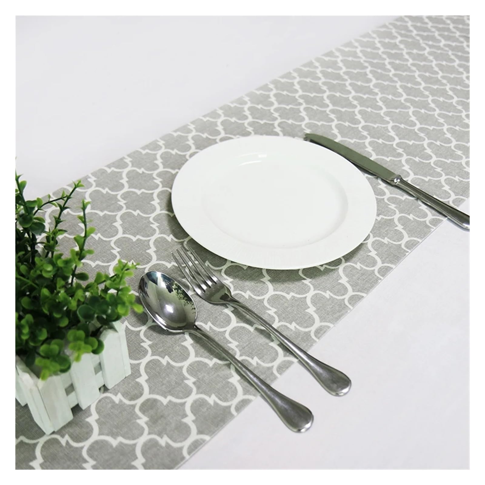 Runner Da Tavola Natalizio 1 pz Tovaglia Classica Runner in Lino Grigio con Nappe Modern Home Hotel Party Dining Table Decor(33x210cm(13x83in))