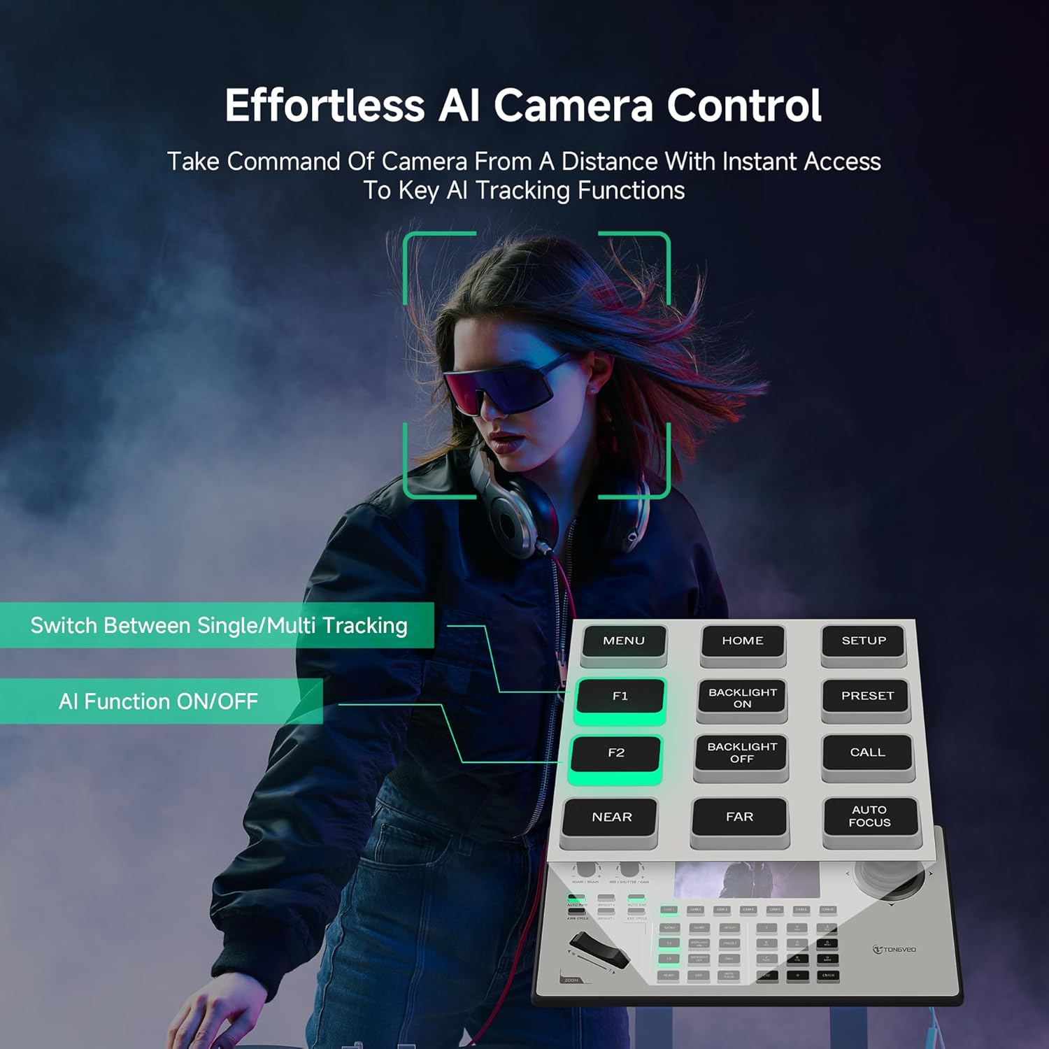 TONGVEO PTZ Camera Joystick Controller with 5'' LCD Screen Preview, 4D Joystick, Built-in NDI License, Support PoE, VISCA, Pelco-D/P for Church Worship, Live Events, Streaming & Broadcast [windows]