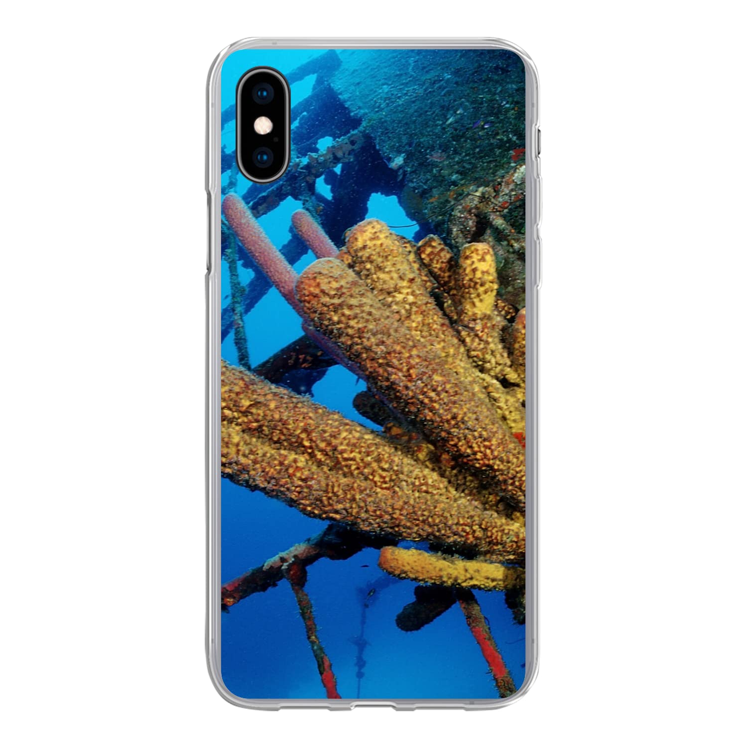 MuchoWow Funda para iPhone XS MAX - Esponja Amarilla bajo el Agua en Bonaire - Funda de Silicona/Funda Blanda para teléfono móvil