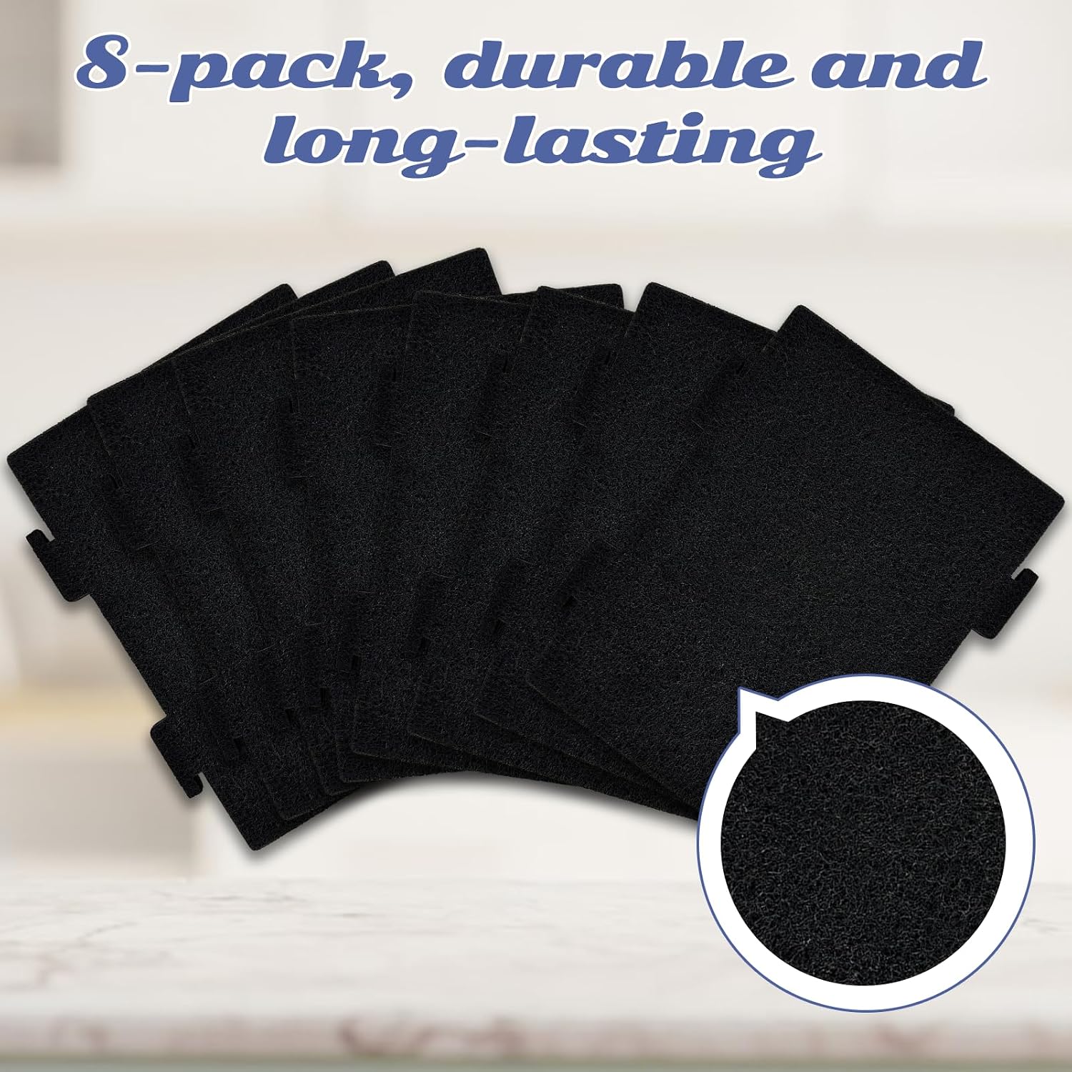 8 Pack Replacement Air Filters for Microwave Oven, Premium Activated Charcoal Air Filters Compatible with Whirlpool Over The Range Microwaves YKMLS311, YWML55011, WML75011
