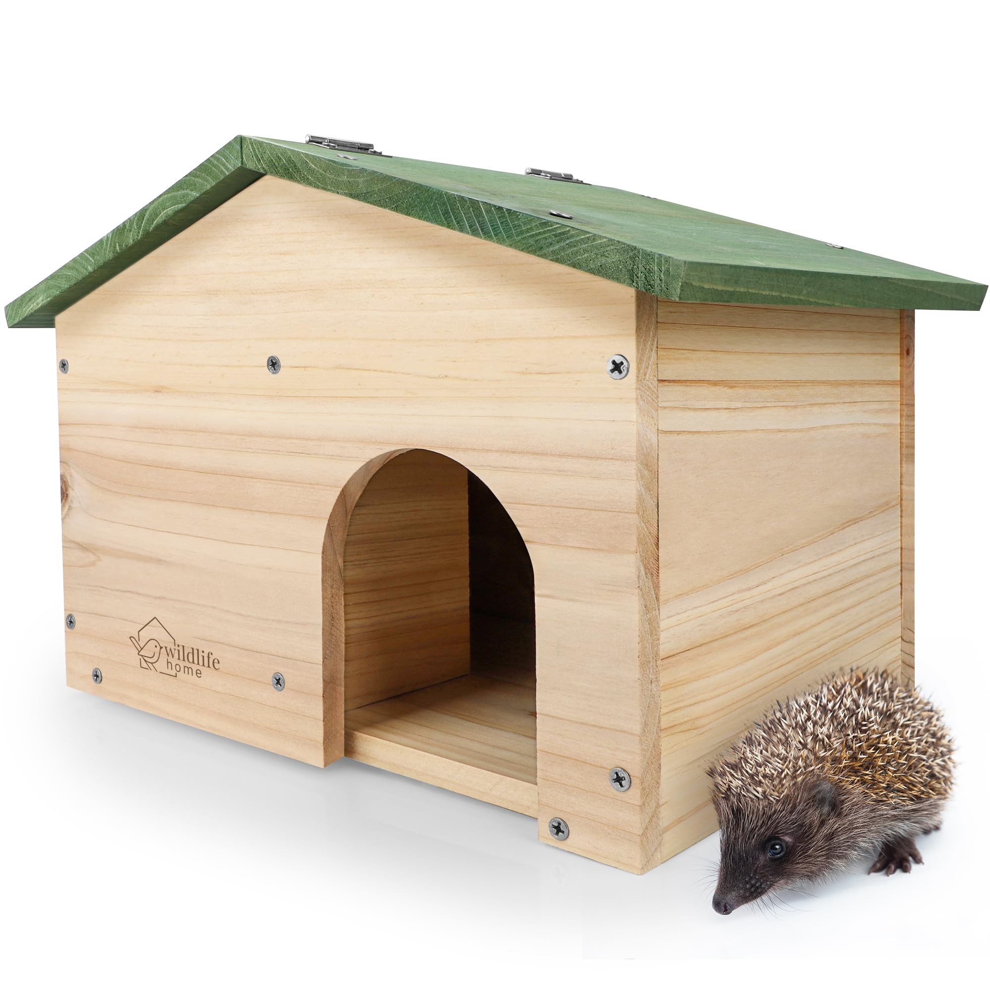 IGELHAUS Winterfest aus Holz – Igelhaus mit Boden & Satteldach (unbehandeltes Naturholz)