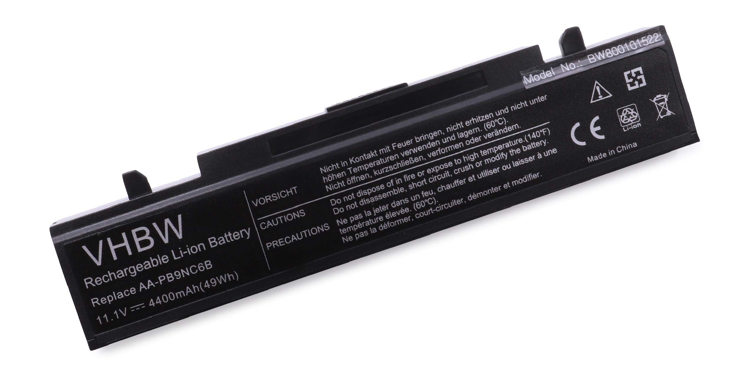 Batería 4400mAh, 11.1V, de Color Negro para Samsung, Recambio de AA-​PB9NC6B, AA-​PB9NS6B, AA-​PB9NC6W, Apta para la Serie E-, P-, Q-, R-, RF-