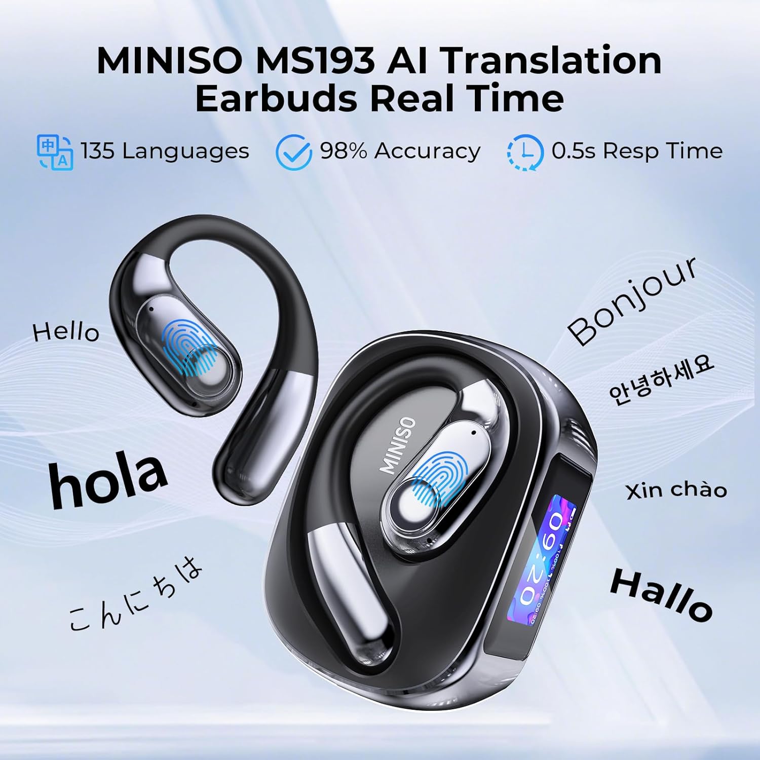 Casque De Traduction Sans Fil HY-X1 Pro AI Avec écran Tactile LCD Mobile, Casque Supra