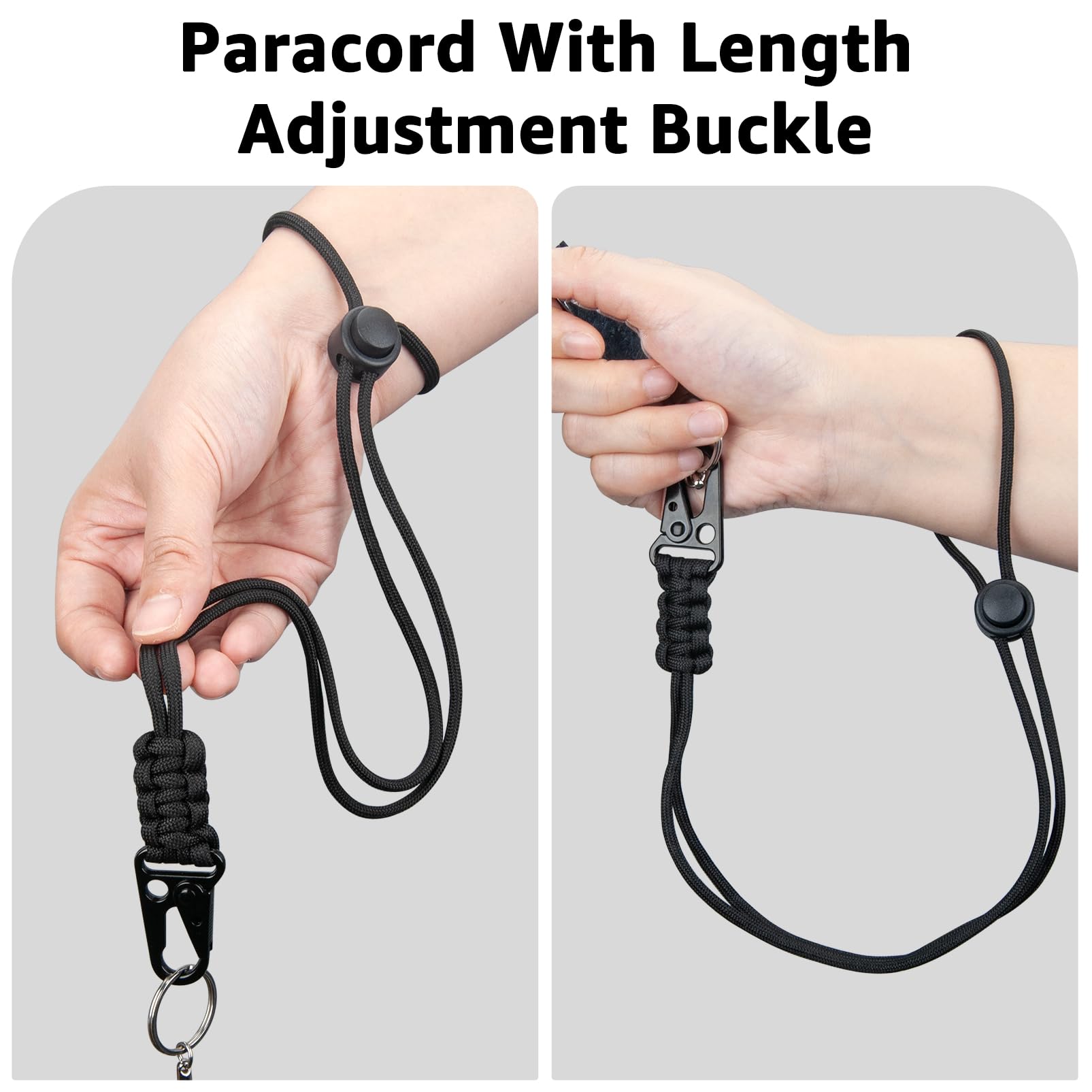 HONZUEN Paracord Lanyard, 2PCS Phone Lanyard, Adjustable Black Key Necklace with HK Clip - Image 4