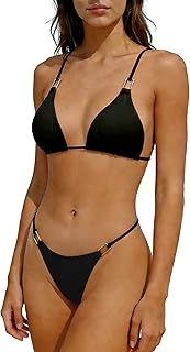 SherryDC Women’s Sexy Thong Brazilian Bikini Sets Cheeky High Cut String Triangle 2 Piece Swimsuits