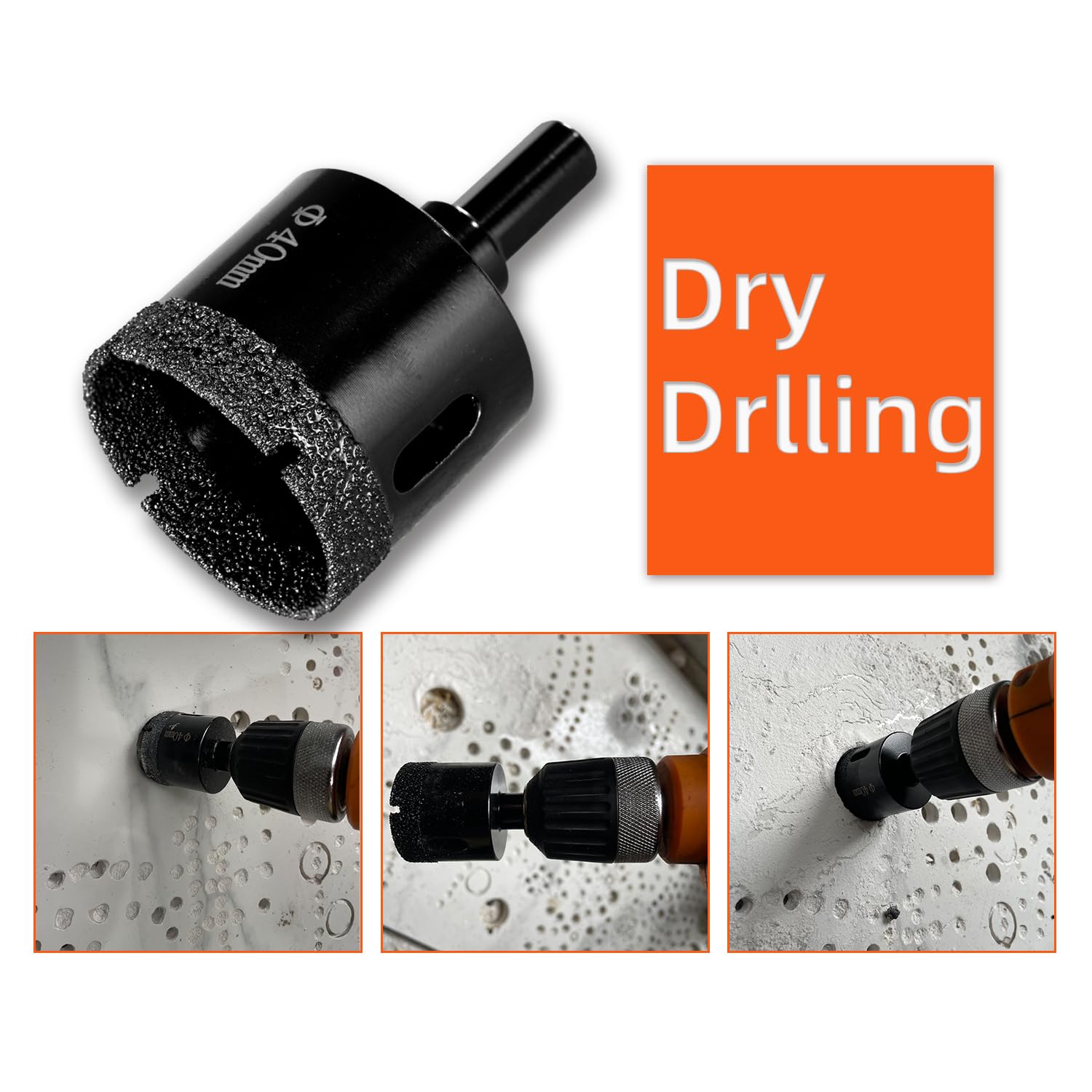 Vacuum Brazed Diamond Hole Saw Set for Tile & Porcelain, 10 PCS (6–40mm) – Faster Drilling, Longer Life, Diamond Drill Bit Set for Ceramic, Marble & Granite