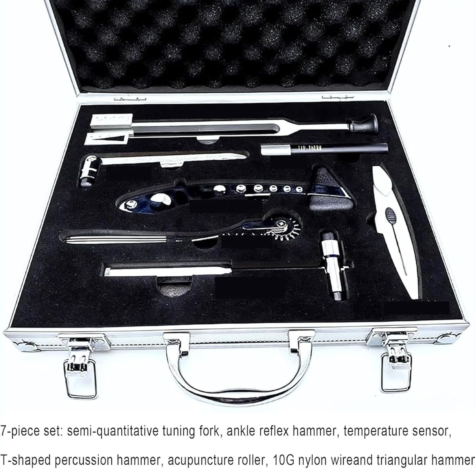 Reflexprüfgerät, 7-teiliges Multifunktionales Medizinisches Reflexhammer-Set Zur Prüfung Von Schmerzempfindung, Berührungsdruck, Temperatur, Vibrationsempfindung Und Sehnenreflex