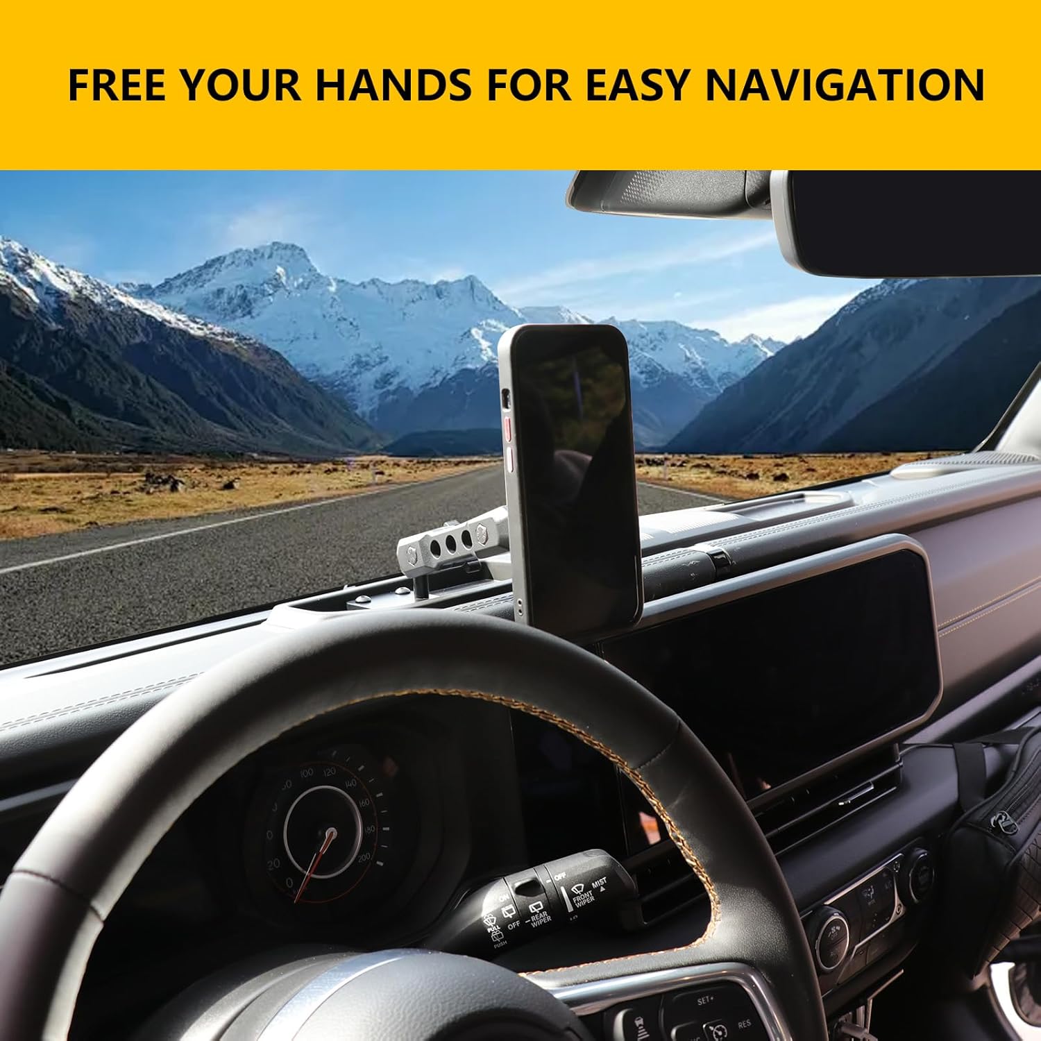 Dash Phone Holder Adjustable Cell Phone Holder for 2024 2025 2026 Jeep Wrangler JL 2/4 Door 4XE, Interior Accessories for Optimal Viewing Angle (Magnetic)
