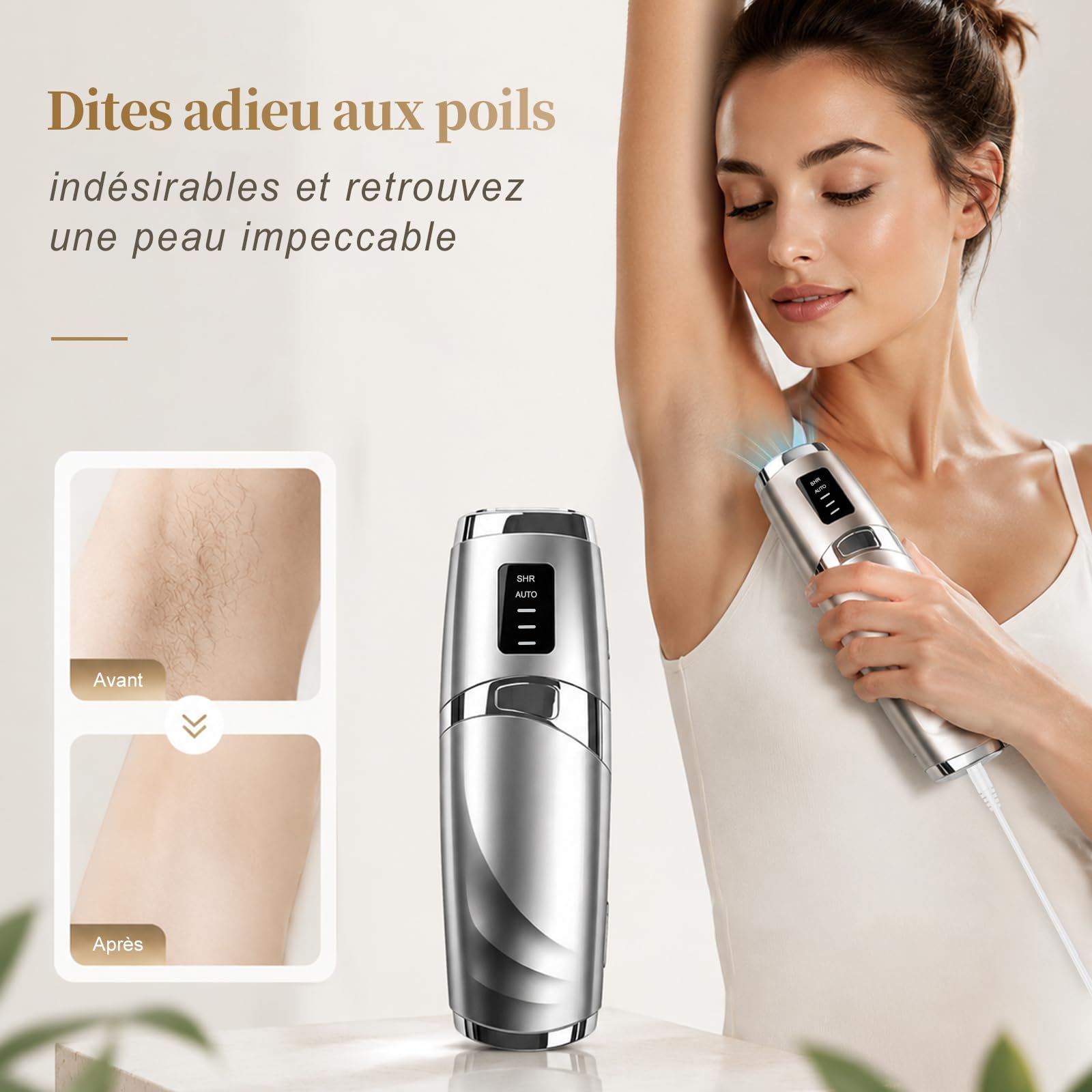 Épilateur Lumière Pulsée, 999,999 Flashs Laser Epilation Definitive, 3 Niveaux Énergie Lumière Pulsée, Résultats Durables, Épilation Laser pour Femme et Homme, Aisselles, Bikini, Corps