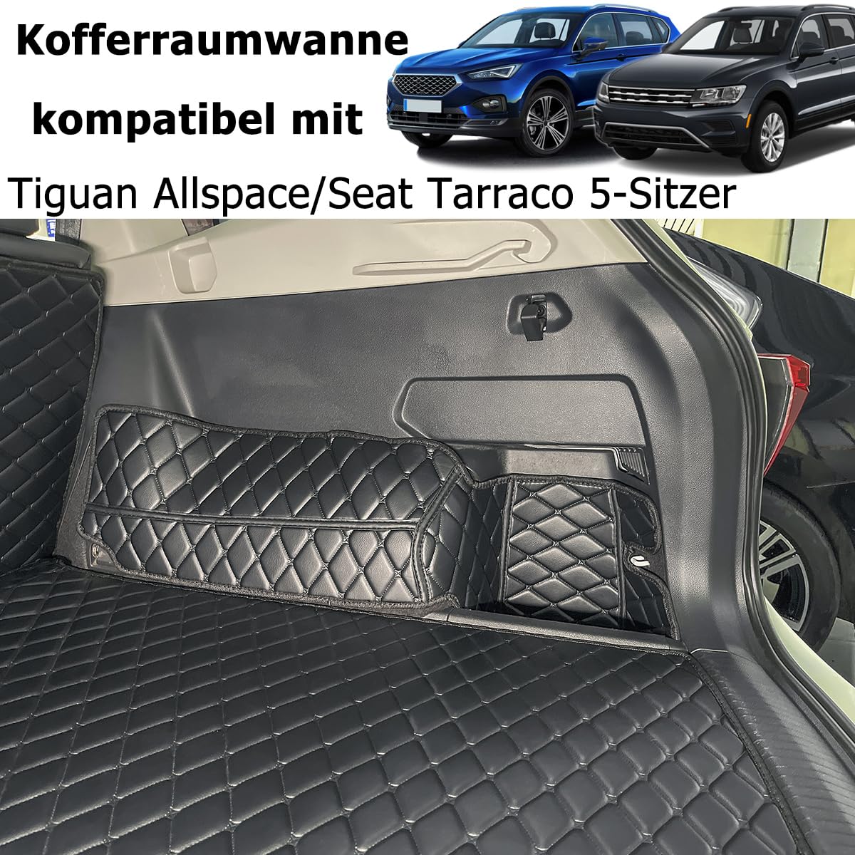 Kofferraumwanne kompatibel mit VW Tiguan Allspace/Seat Tarraco 5-Sitzer 2017-2025 | Kofferraummatte Kofferraumabdeckung