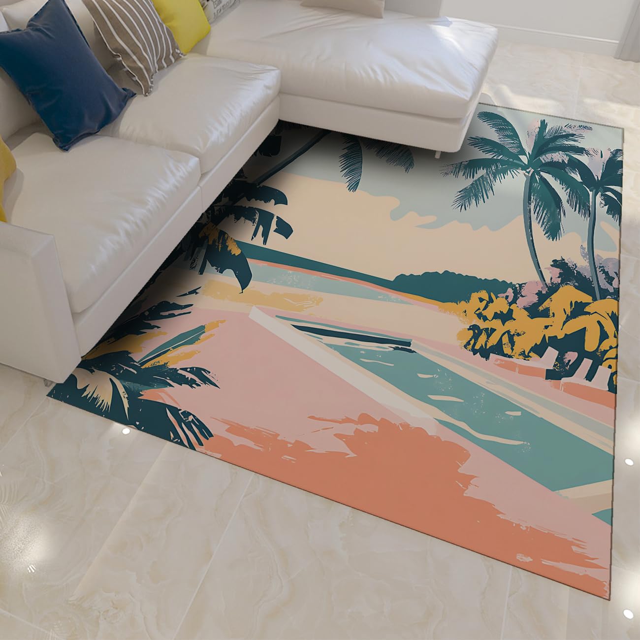 Tapis aquarelle moderne 180x270 au design artistique et finitions soignées
