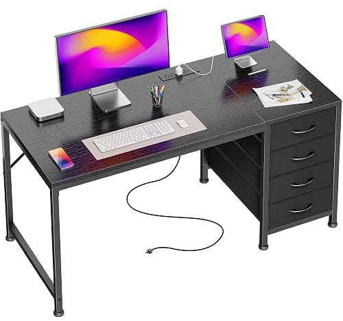 PRAISUN 47.2Inch Computer Office Desk with Power Outelts and USB-C