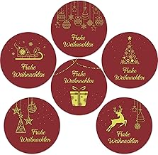 BETESSIN Christmas Stickers - Pack of 120 Merry Christmas Stickers Red - Christmas Labels Self-Adhesive - Christmas Stickers for Paper Bags and Gift Wrapping (Diameter 4 cm)