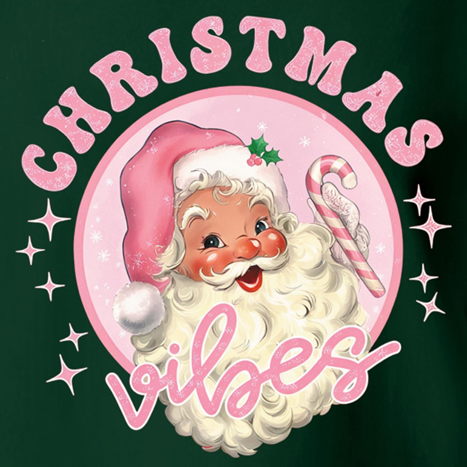 Christmas Sweatshirts for Women Retro Santa Long Sleeve T-Shirt Xmas Christmas Vibes Tee Tops - Image 6