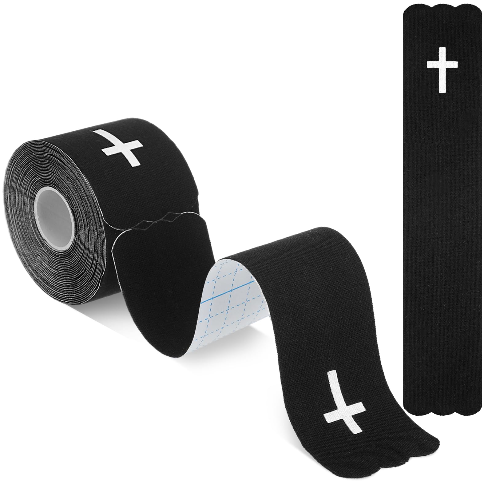 Geiserailie 1 Roll Christian Cross Kinesiology Tape 20 Precut 10" Strips Each, Waterproof Religious Athletic Sports Tape Cotton Elastic Wraps for