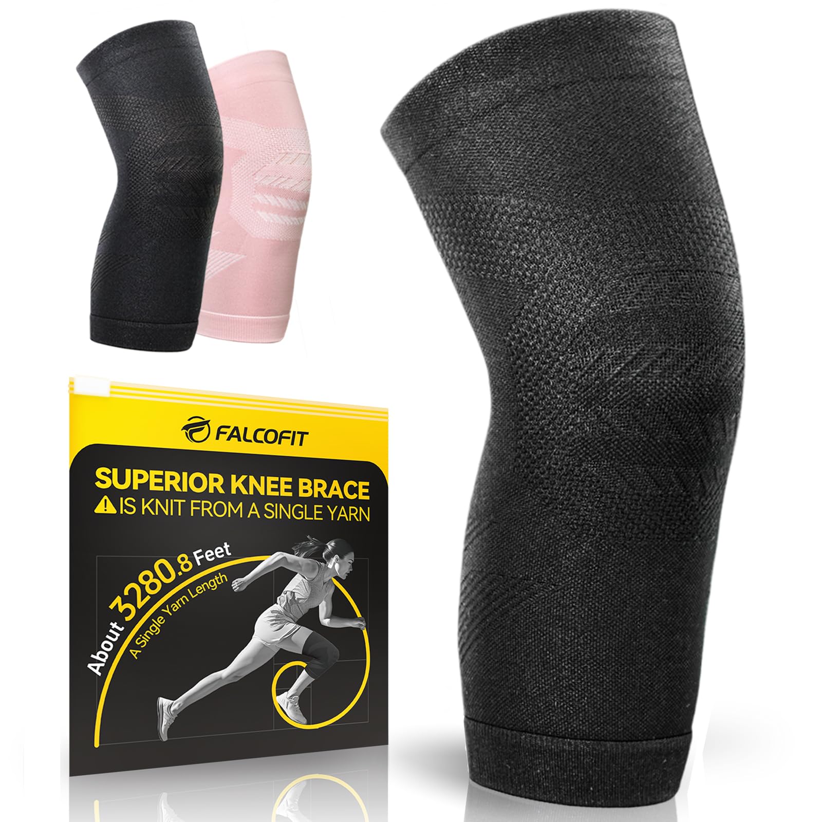 FALCOFIT Knee Sleeve – Lightweight Compression for Easy Movement – Ideal for Running, Gym & Workouts – Snug, Thin & Soft – All-Day Knee Brace for