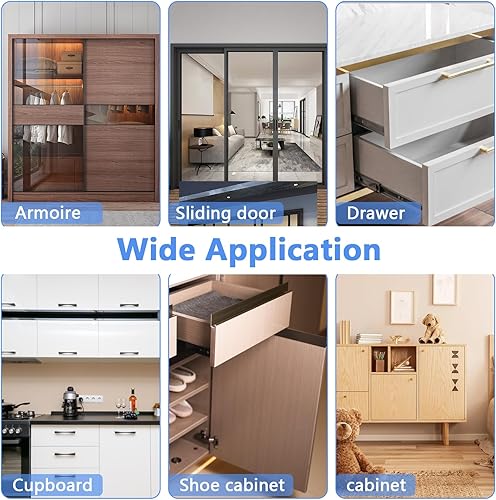 Miniatura 5 de Paquete de 4 pestillos magnéticos para gabinete, en forma de L, ultradelgado, para puerta de gabinete para cajones magnéticos, cierre magnético para