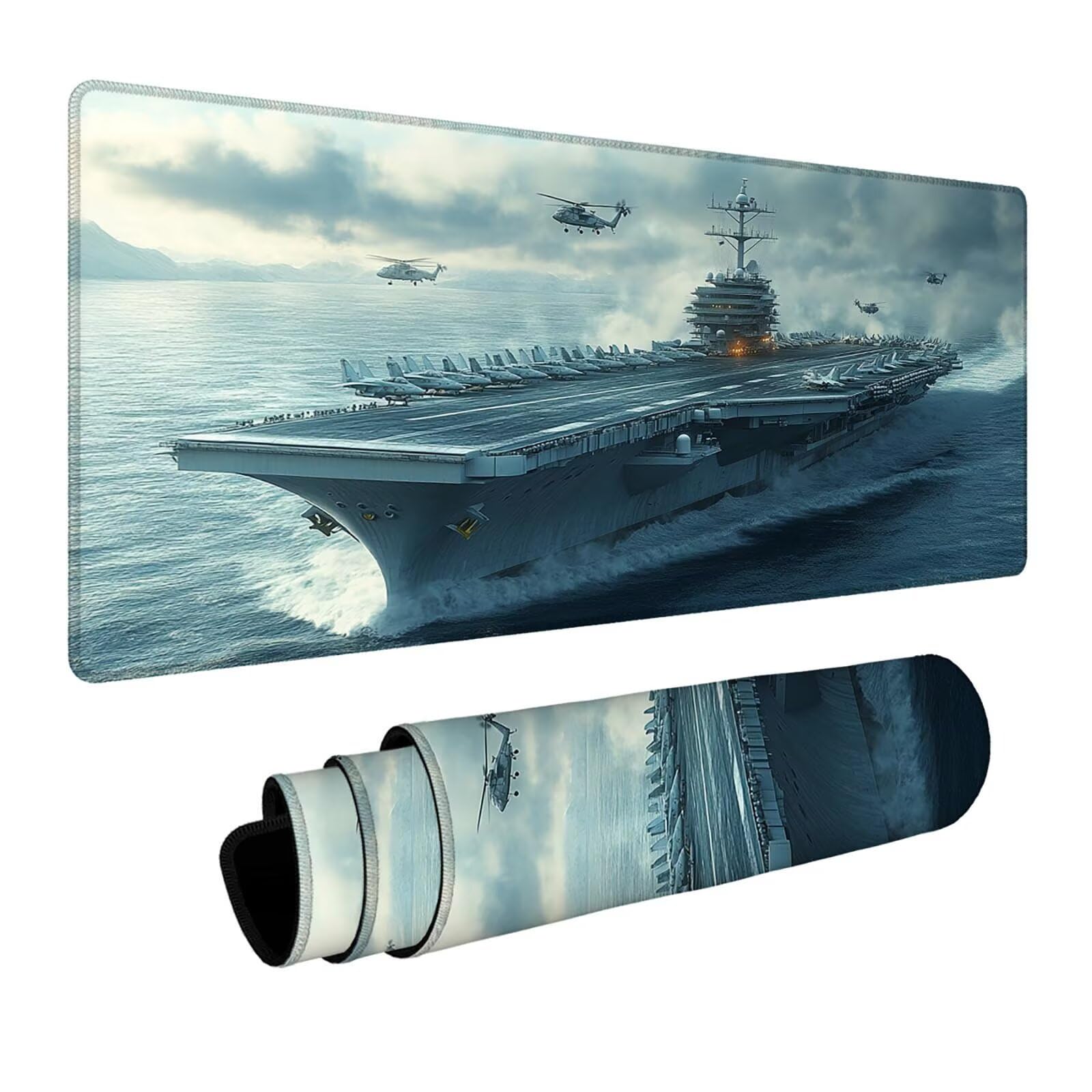 Tappetino Mouse Gaming Portaerei Tappetino Scrivania Aereo Mousepad 50x100x0.3 cm Precisione e Velocità Migliorate, Mousepad xxl Copri Scrivania per Pc Portatile Tastiera Gaming Regalo Uomo FSBD-6368