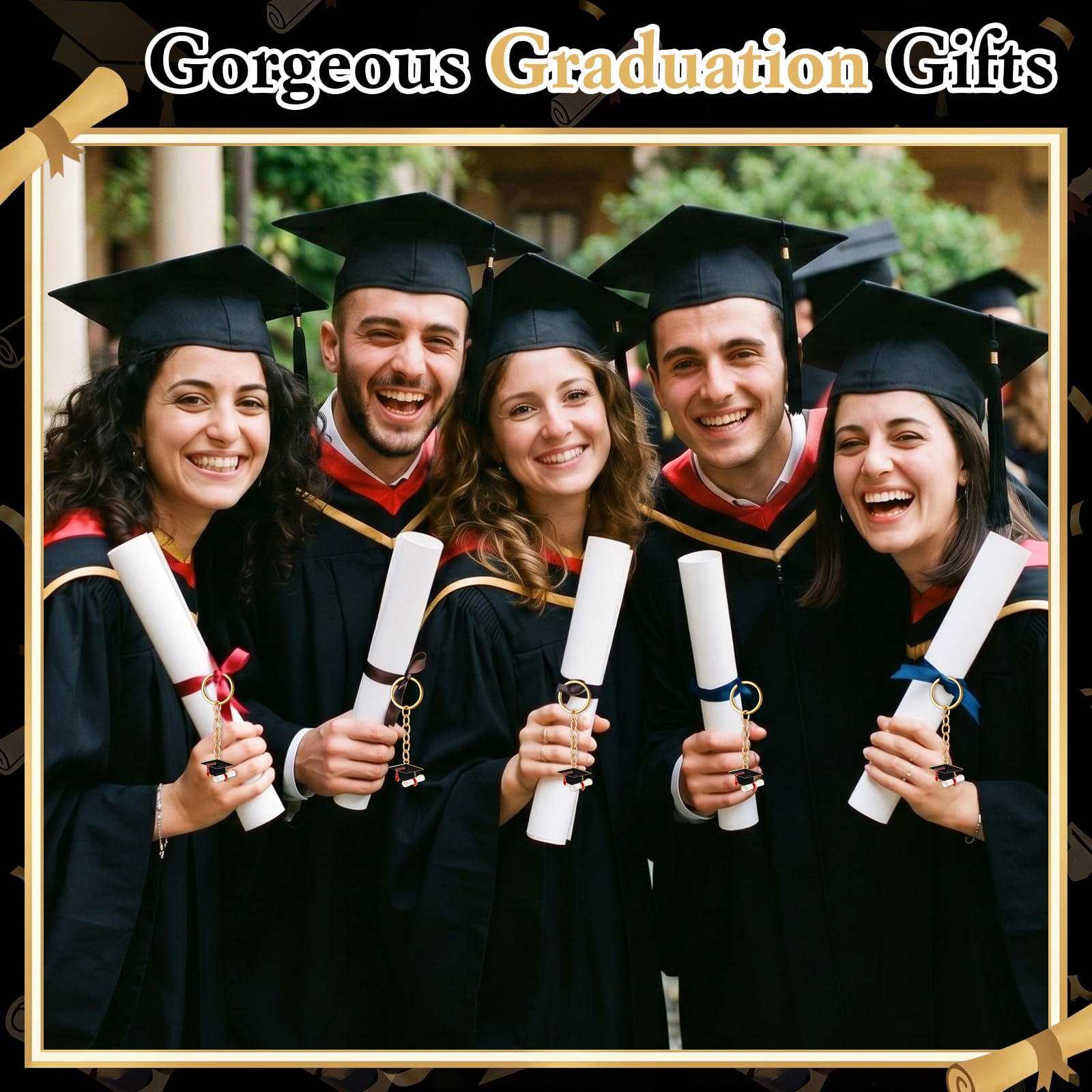 Jetec Llavero de Birrete de Graduación Llavero para Recuerdos de Fiesta de Graduación con Colgante de Birrete y Diploma Ideas Regalo para Bolsos de Fiestas Hombre Mujer Decoración