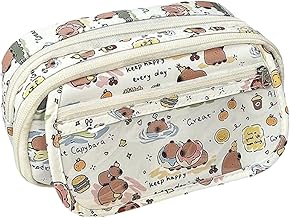 FINEMOE Capybara Pencil Pouch for Girls & Boys, Large Capacity Stationery Organizer Box for Kids, Cute School & College Pen Case, Durable Material Smooth Zipper, Aesthetic Kawaii Stationary Pouches
