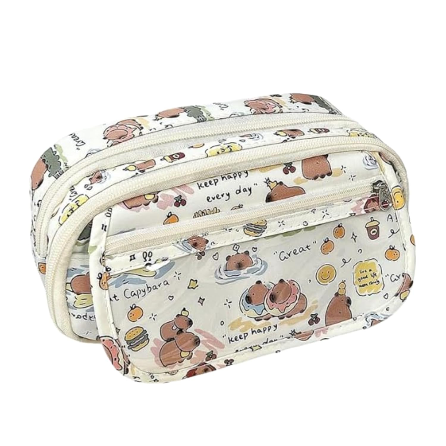 FINEMOE Capybara Pencil Pouch for Girls & Boys, Large Capacity Stationery Organizer Box for Kids, Cute School & College Pen Case, Durable Material Smooth Zipper, Aesthetic Kawaii Stationary Pouches