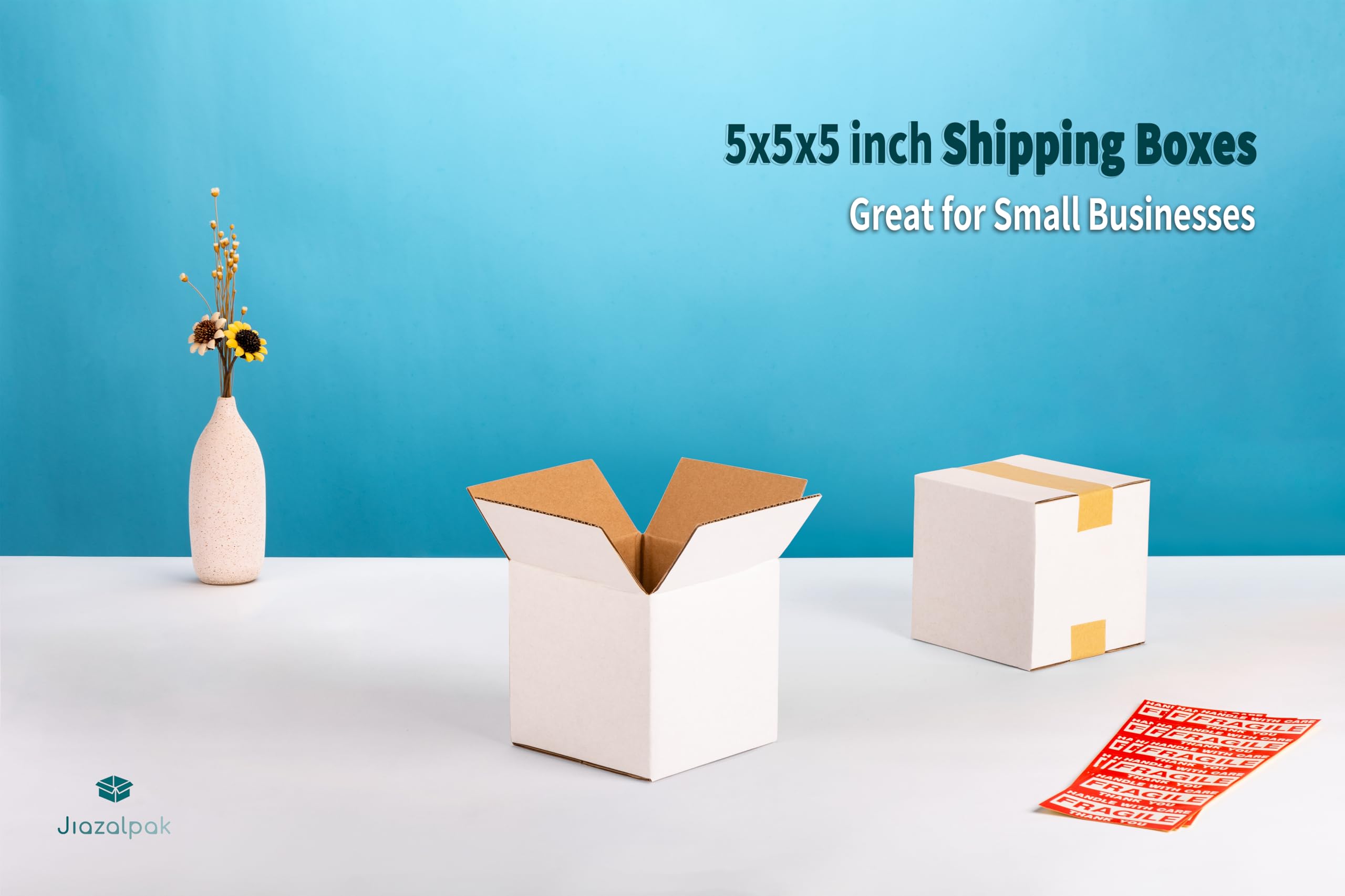 Versandkartons, Wellpappe, 12,7 x 12,7 x 12,7 cm, für kleine Unternehmen, Versand, Verpackung und Aufbewahrung, Weiß, 25 Stück