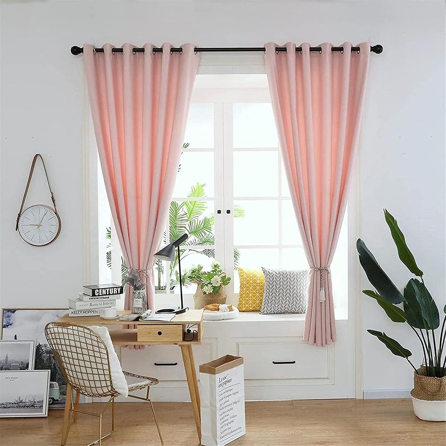 ALKANI 2Pcs/Set Blackout Curtain Panels for Room, Solid Color Grommet Top Blackout Drapes Polyester Curtains for Home Living Room Decor(168229CM) (Size : 168 * 229CM)