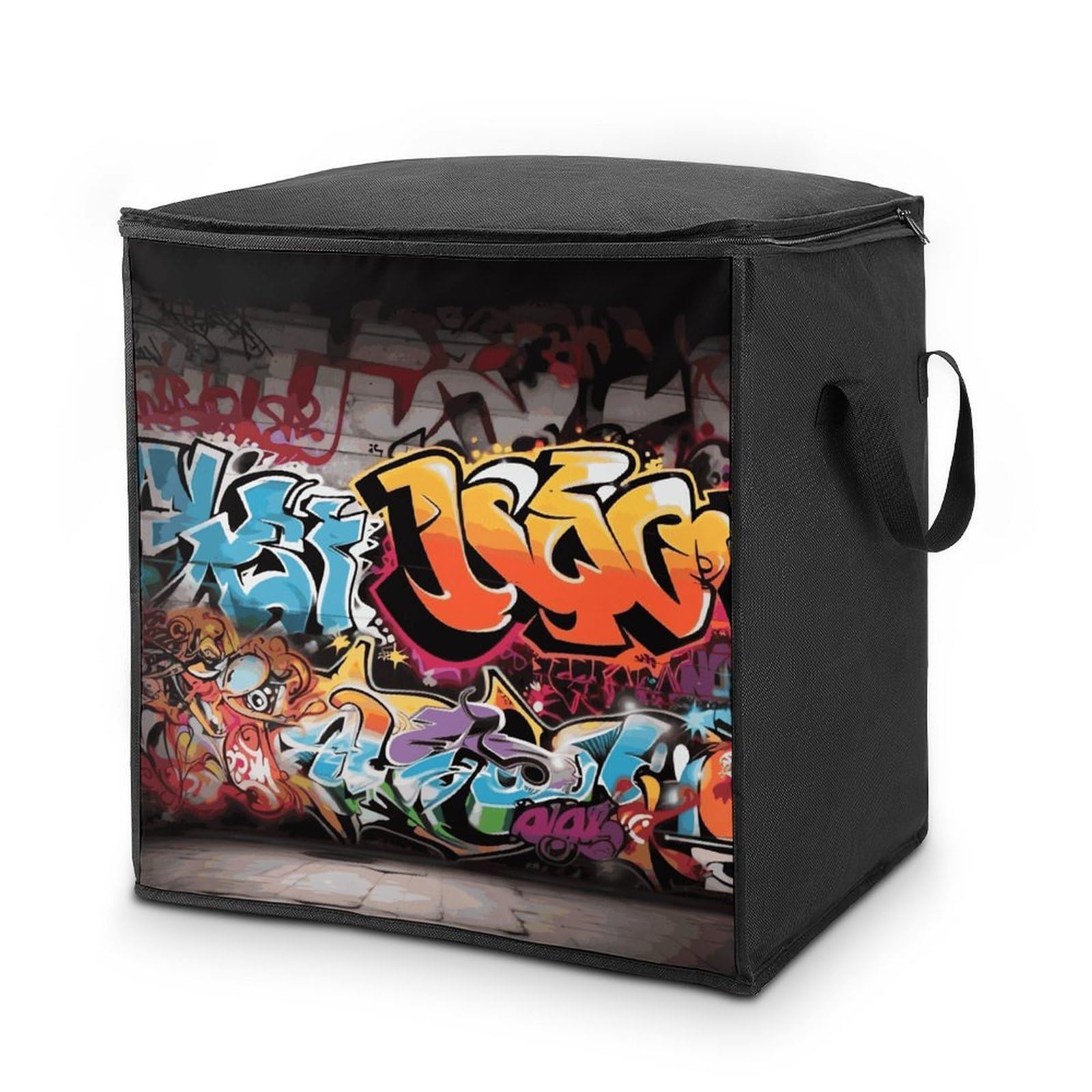 Fekiloot Style Graffiti Hip Hop Storage Bags With Reinforced Handles,Moving Bag With Zipper,Closet Organizers,Compression Packing Cubes
