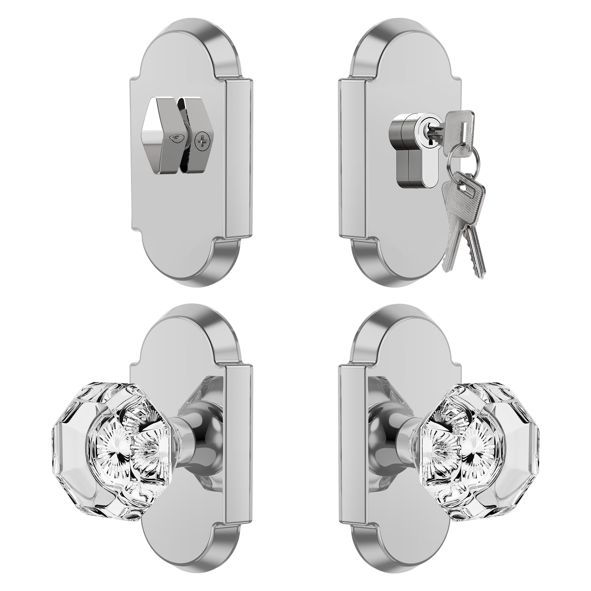 Crystal Privacy Door Knobs with Lock - BonKuDoo -20