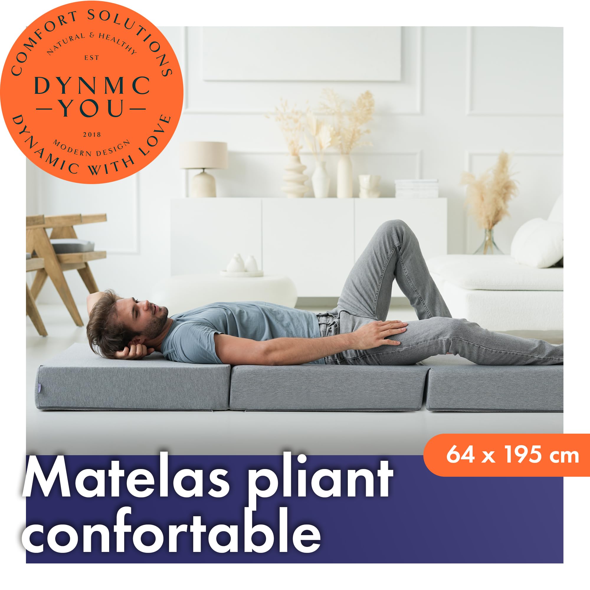Matelas Pliable 1 Personne Extra Épais et Confortable – Matelas d’Appoint Léger et Compact pour Sol, Invités, Van, Camping – Lit Pliant Facile à Transporter et à Ranger – Couchage Adulte Nomade