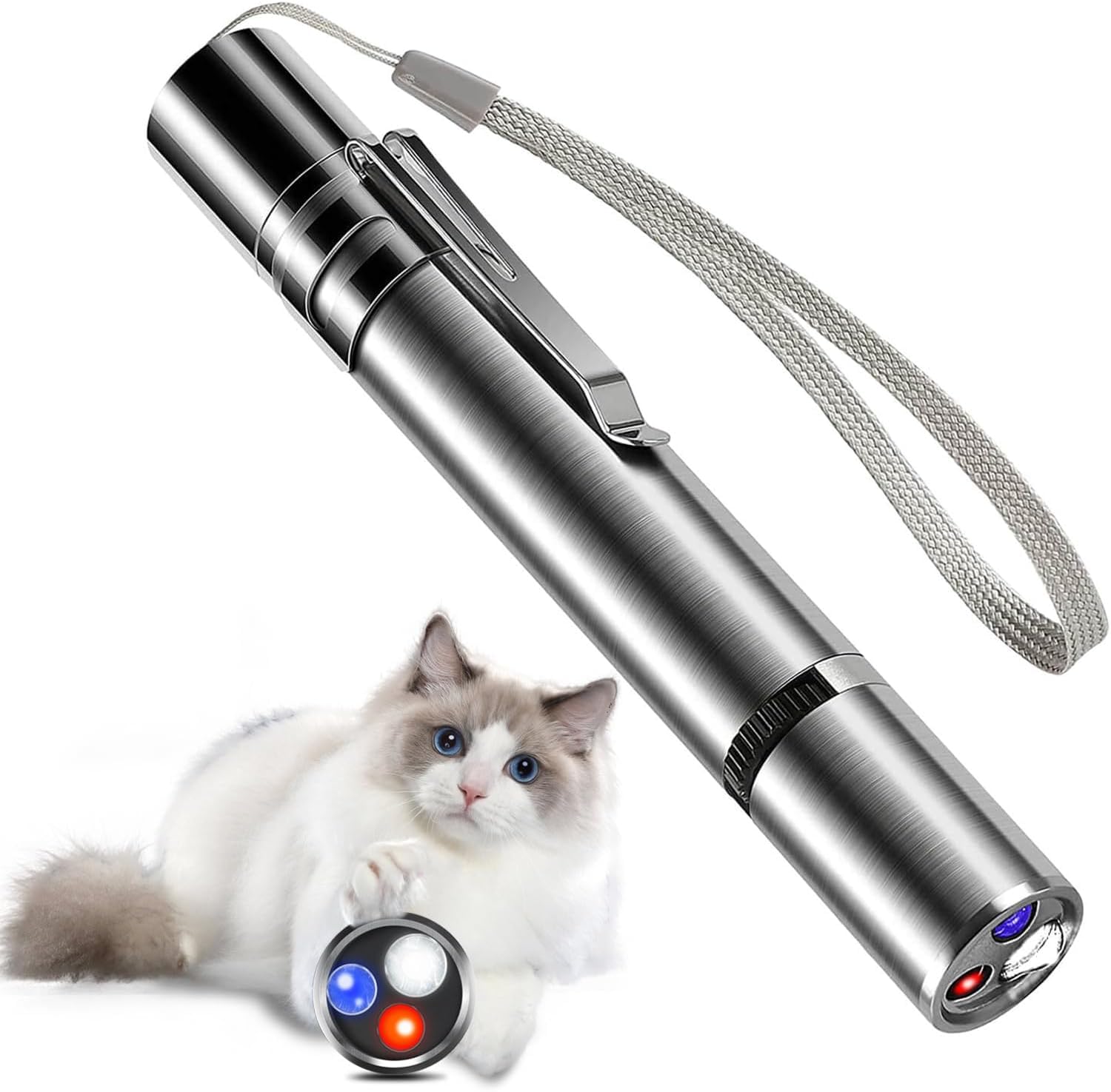 Mumoo Bear Cat Laser Pointer, Rechargeable Cat Laser Toy, USB Kitten Toys Laser Pen, 7 Adjustable Patterns Small Laser Light Interactive Cat Toys for Dogs, Pets