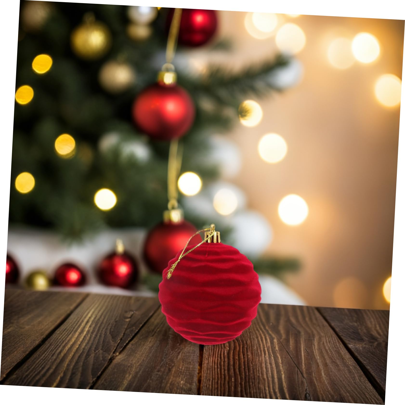 Abaodam 12stücke Christbaumkugeln Rot und Grün Beflockt für Weihnachtsbaumdekoration Weihnachtsschmuck Hängende Kugelförmige Weihnachtskugeln