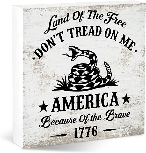 Inspirational Desk Shelf Decor, Land Free Don Tread Wood Sign