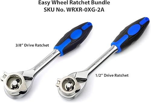 Miniatura 3 de Ascend Tools Trinquete de rueda fácil, 12 pulgada y 38 pulgadas, acción de trinquete de 72 dientes, mecanismo de liberación rápida, rotador,