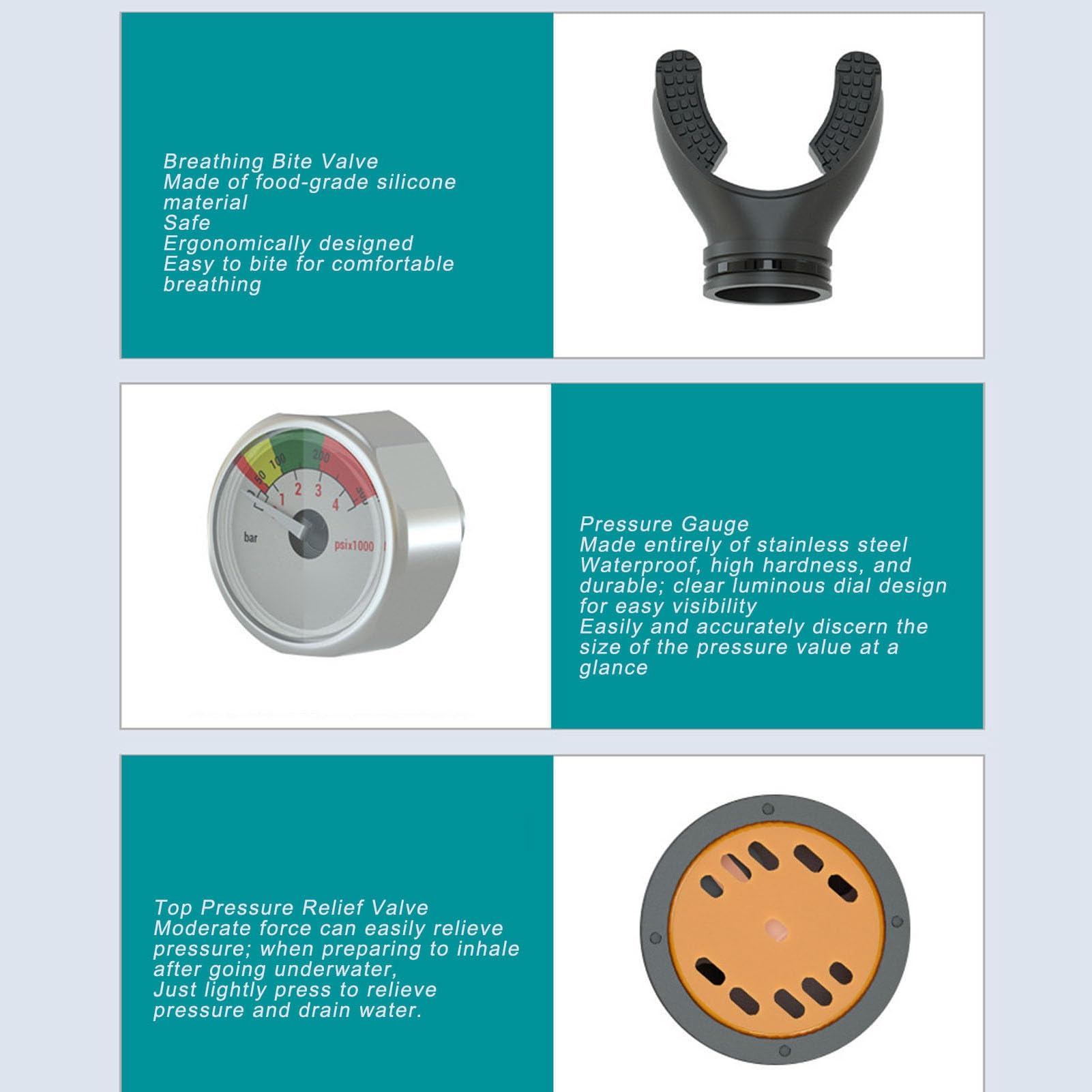 cardyven Scuba Diving Valve, M18x1.5 Pressure Reducing Valve Breathing Head Pressure Reducing Valve Breathing Dive Gear Accessory for Diving Oxygen Cylinder