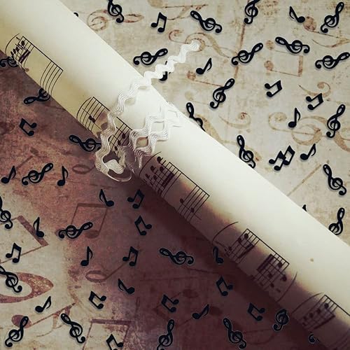 Miniatura 6 de Notas musicales de confeti negro con corte de clave musical para fiesta de música, recepción, cumpleaños, boda, compromiso, baby shower, fiesta,