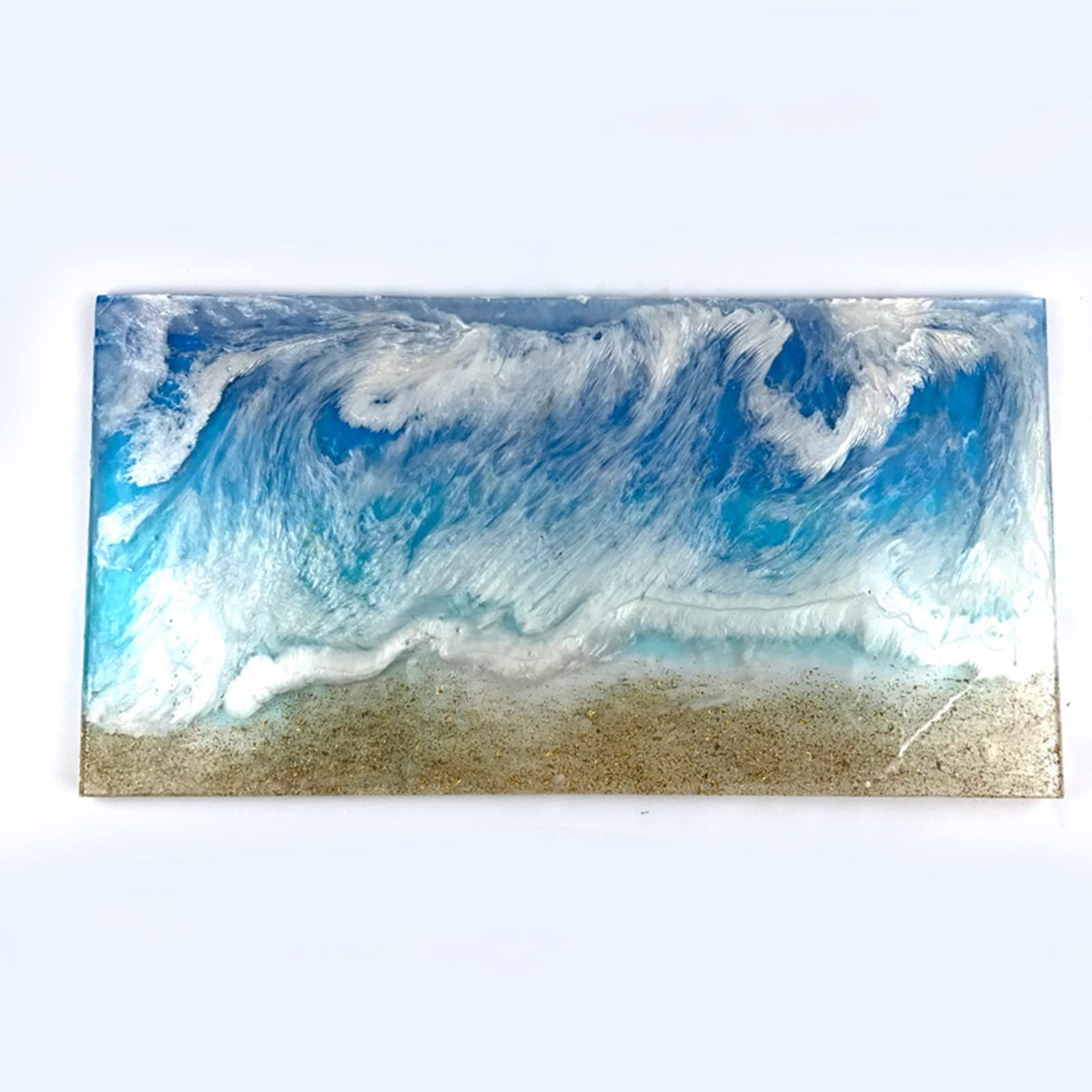 Moldes de bandeja de silicona para resina epoxi, molde de fundición rectangular para mesa de servir con parte inferior con kit de asas