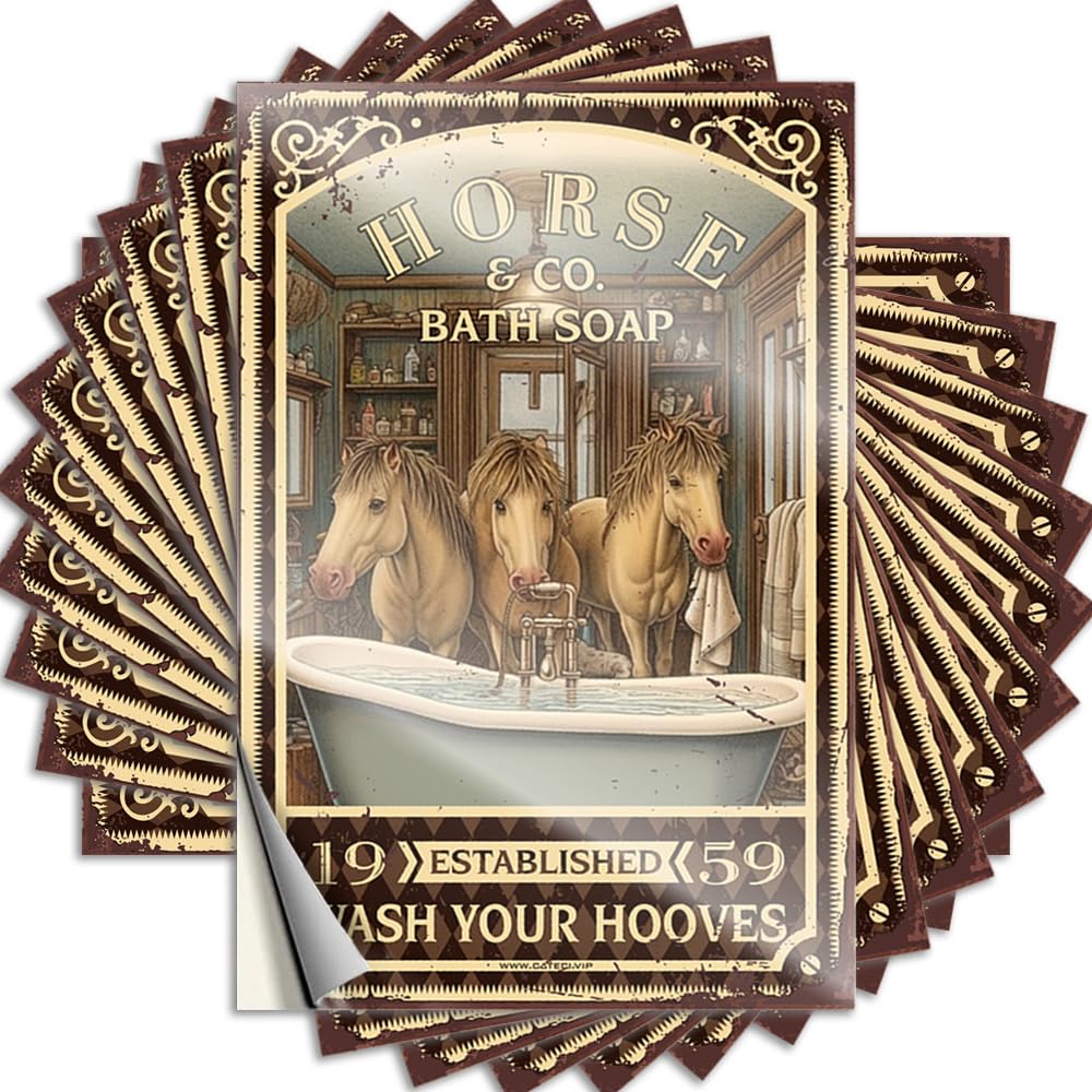 Horse Bath Soap Wash Your Hooves Hat Personalized - Vintage Room Decor Aesthetic Sticker Self Adhesive Sticker(6X9CM)