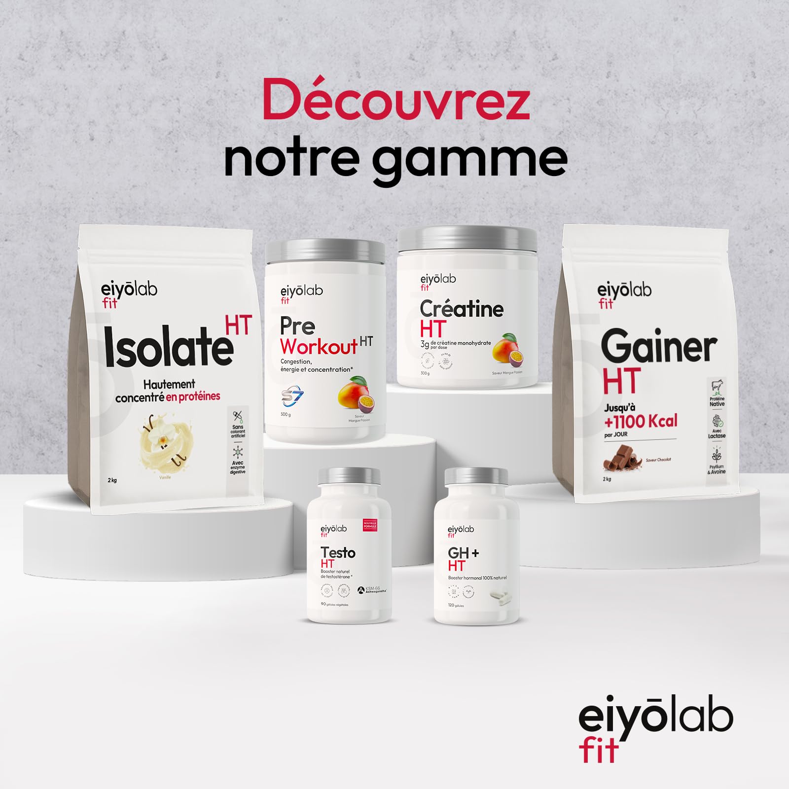 CLEAR WHEY HT | Whey Isolate Rafraîchissante | 90% de Protéines | Riche en BCAA et Glutamine | Protéines Musculation | Pauvre en Lactose | Texture Légère et Fruitée Goût Orange Mangue | 500g | Eiyolab