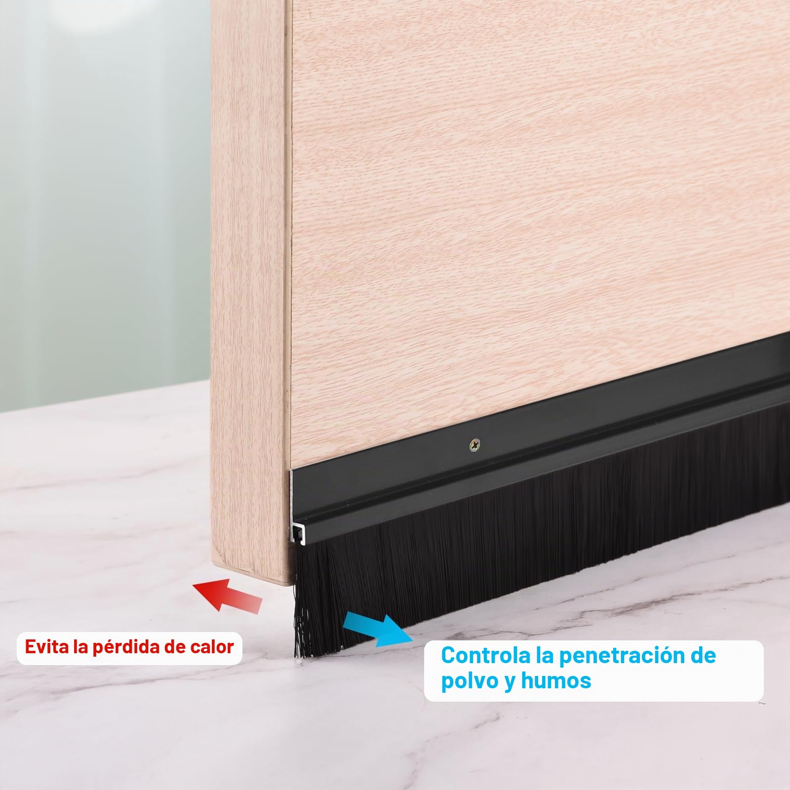 QUARKZMAN Cepillo de Puerta Inferior con Base de Aleación de Aluminio en Forma de H y Cerdas de PP de 150mm para Hogar e Industria (900mm L, Negro)