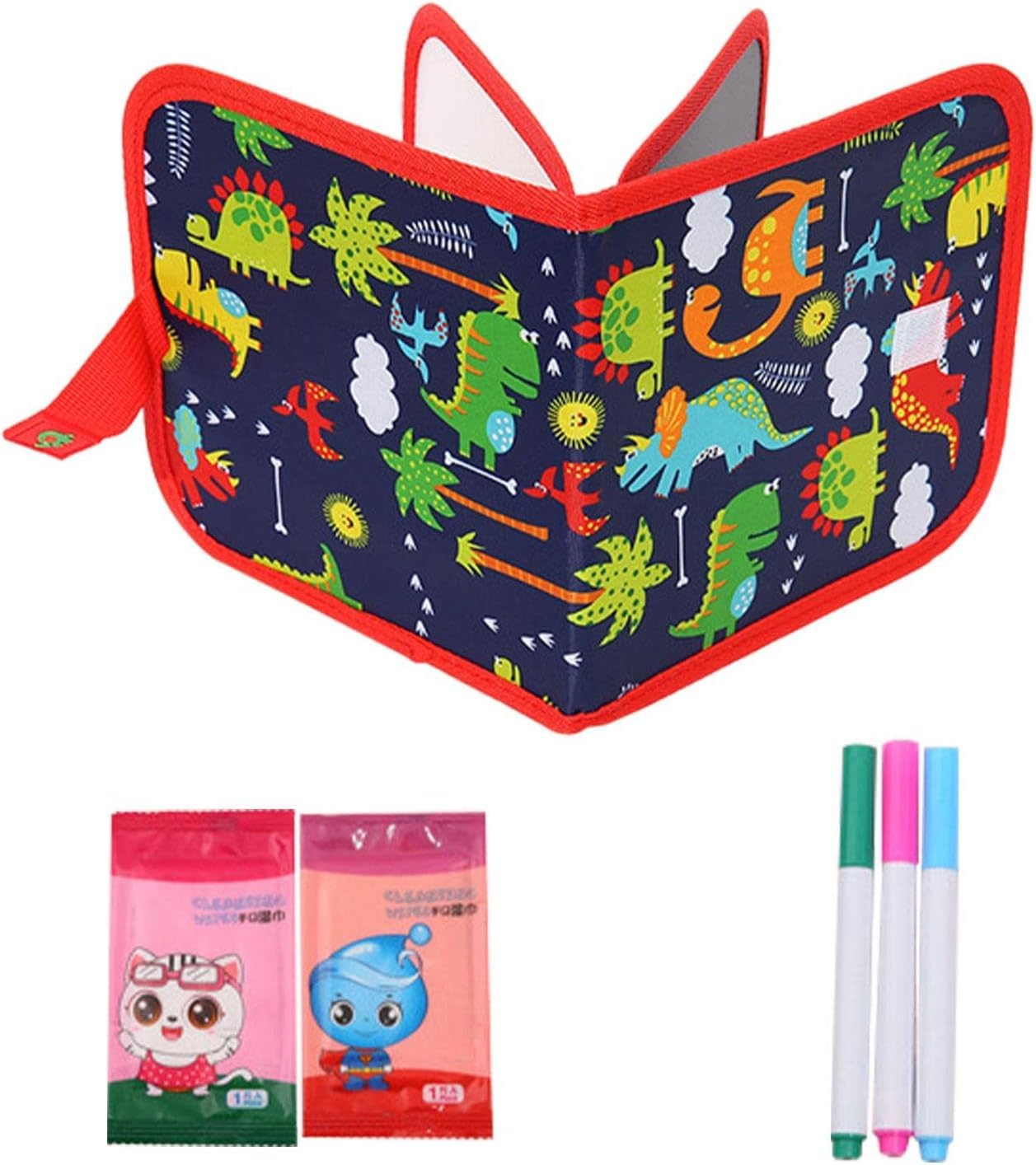 Erasable Doodle Book for Kids Toddlers Activity Toys Reusable Drawing Pads with Watercolor Pens,Travel Art Toy, Road Trip Car Game Writing Painting Set for Boys and Girls (6 Pages)