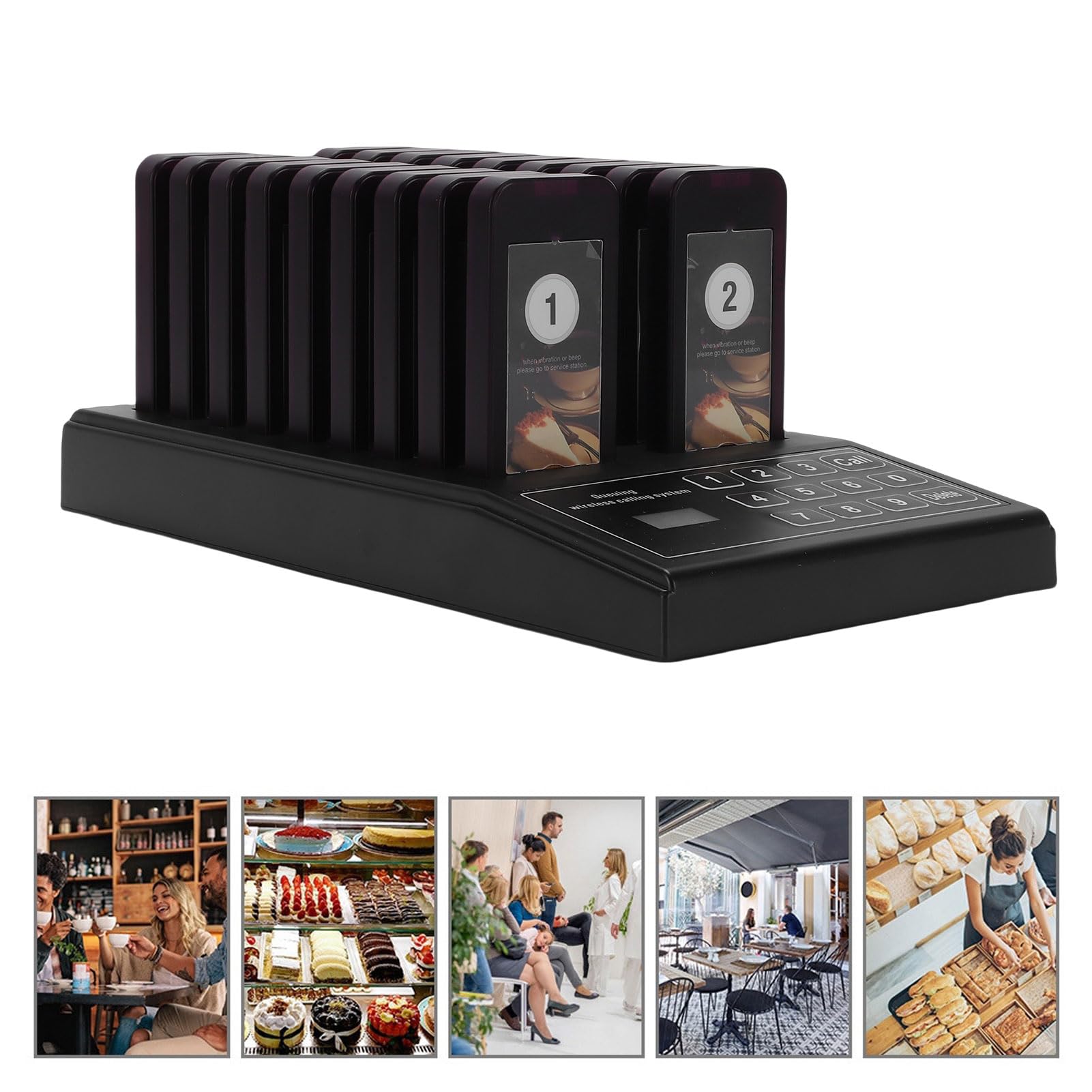 Jectse di Chiamata Wireless, 1 Trasmettitore e 18 Ricevitori con 999 e Portata di 30-100 Metri per Ristoranti Food Court Pizzerie Bar (Spina europea)