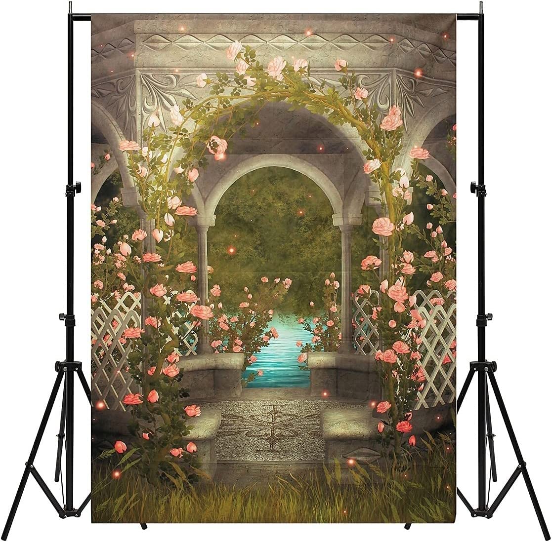Fotohintergrund 'Altstadt Mit Blumen' – 2,1x1,5 M Vinyl, Für Studio, Porträts & Partys, HD-Druck, Faltbar