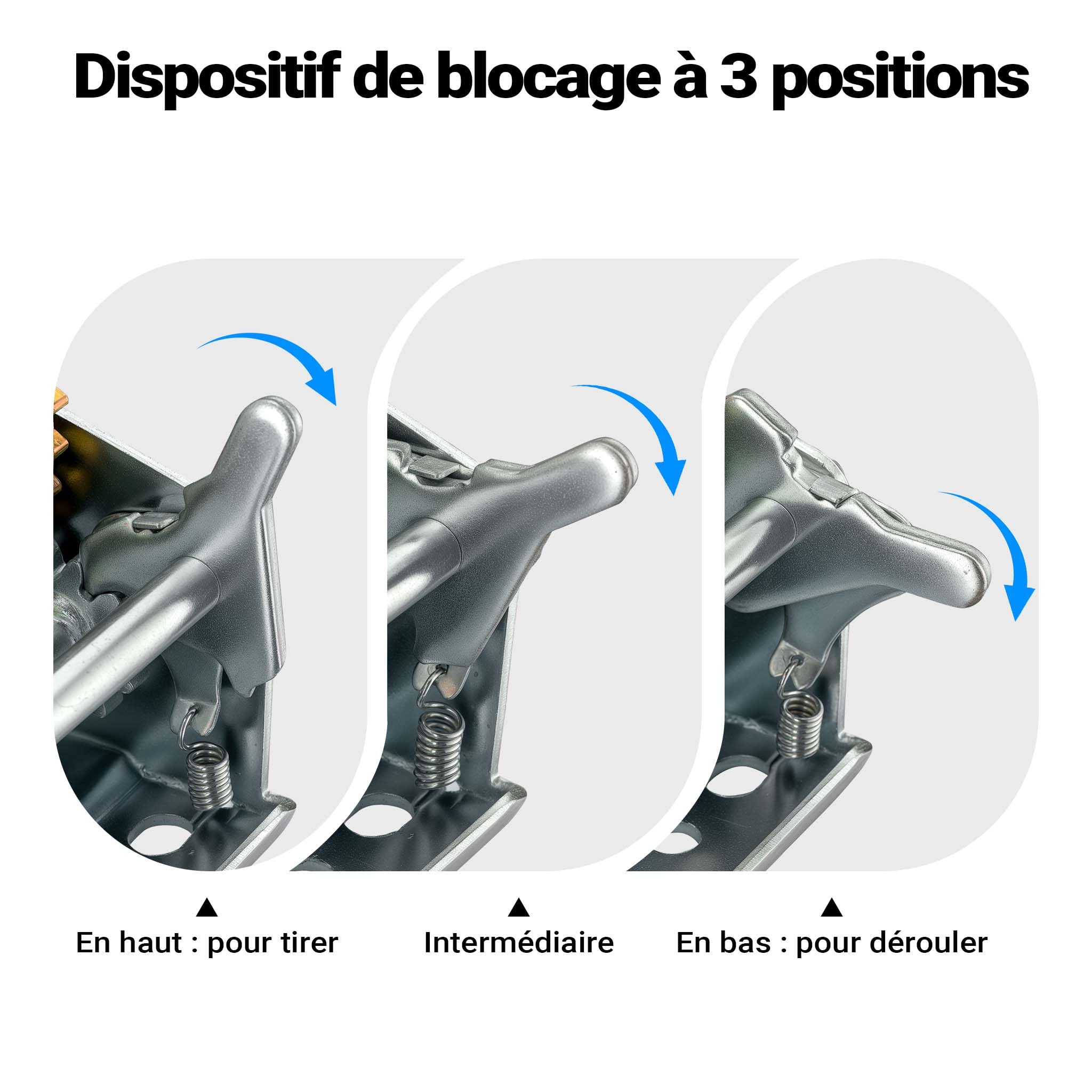 Wiltec Treuil à câble manuel de halage - en Acier galvanisé - Charge max. 720 kg - câble 10 m - Rapport de transmision 4:1 - avec Manivelle - pour Bateau Auto