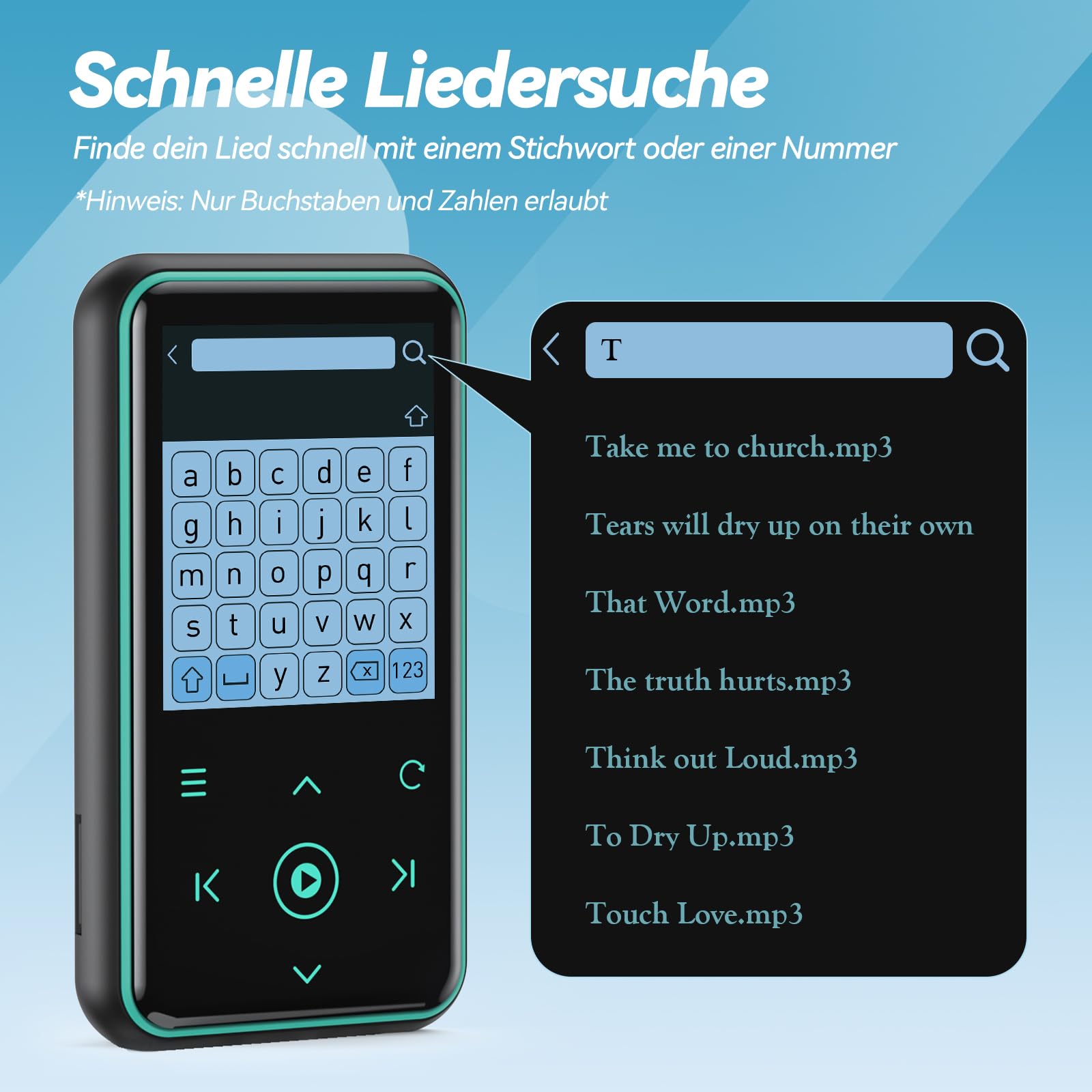 AGPTEK 64GB MP3 Player mit Sport Clip, Bluetooth 5.3 Player mit 1,8 Zoll TFT Farbbildschirm, Mini Musik Player mit Touch-Tasten, FM Radio, Schrittzähler, unterstützt bis 128GB SD Karte, Blau