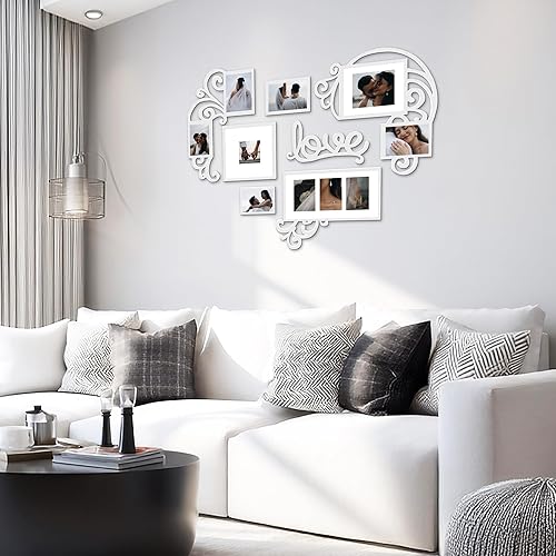 Miniatura 7 de Jerry & Maggie - Marco de fotos  Marco de placa universitaria - Combinación de decoración de pared de San Valentín - Marco de fotos de PVC blanco