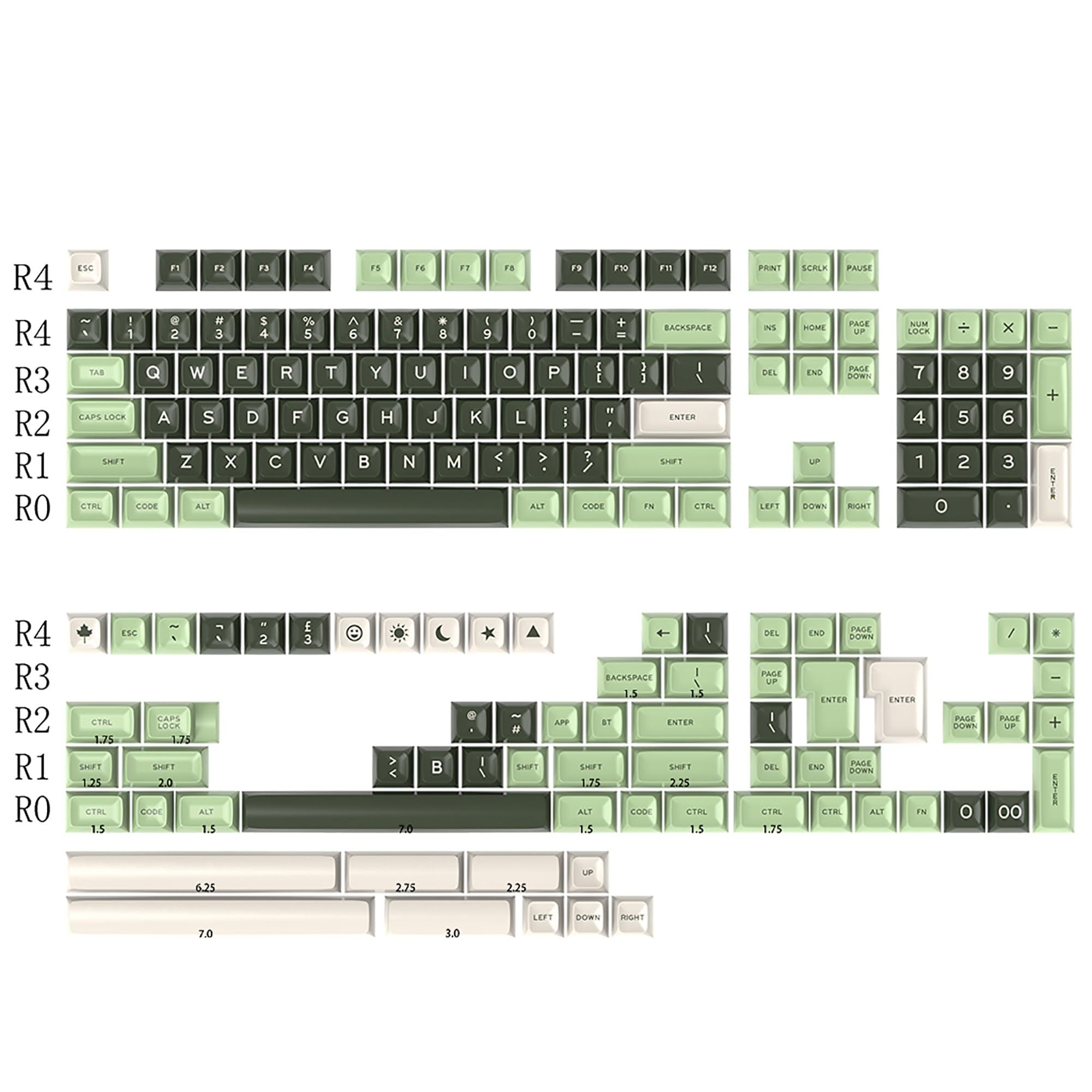 Keycaps PBT Double Shot SOLIDEE de 172 teclas, juego de perfil SA para modificar teclados 60% y TKL 7