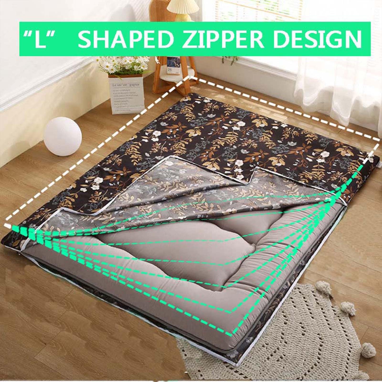 Funda de colchón de futón japonés 100% algodón con Cremallera,Funda para Colchones De Futón De Suelo Japonés Tradicional,Funda de colchón de futón Tatami japonés,Lavable a máquina(Color:P,Si