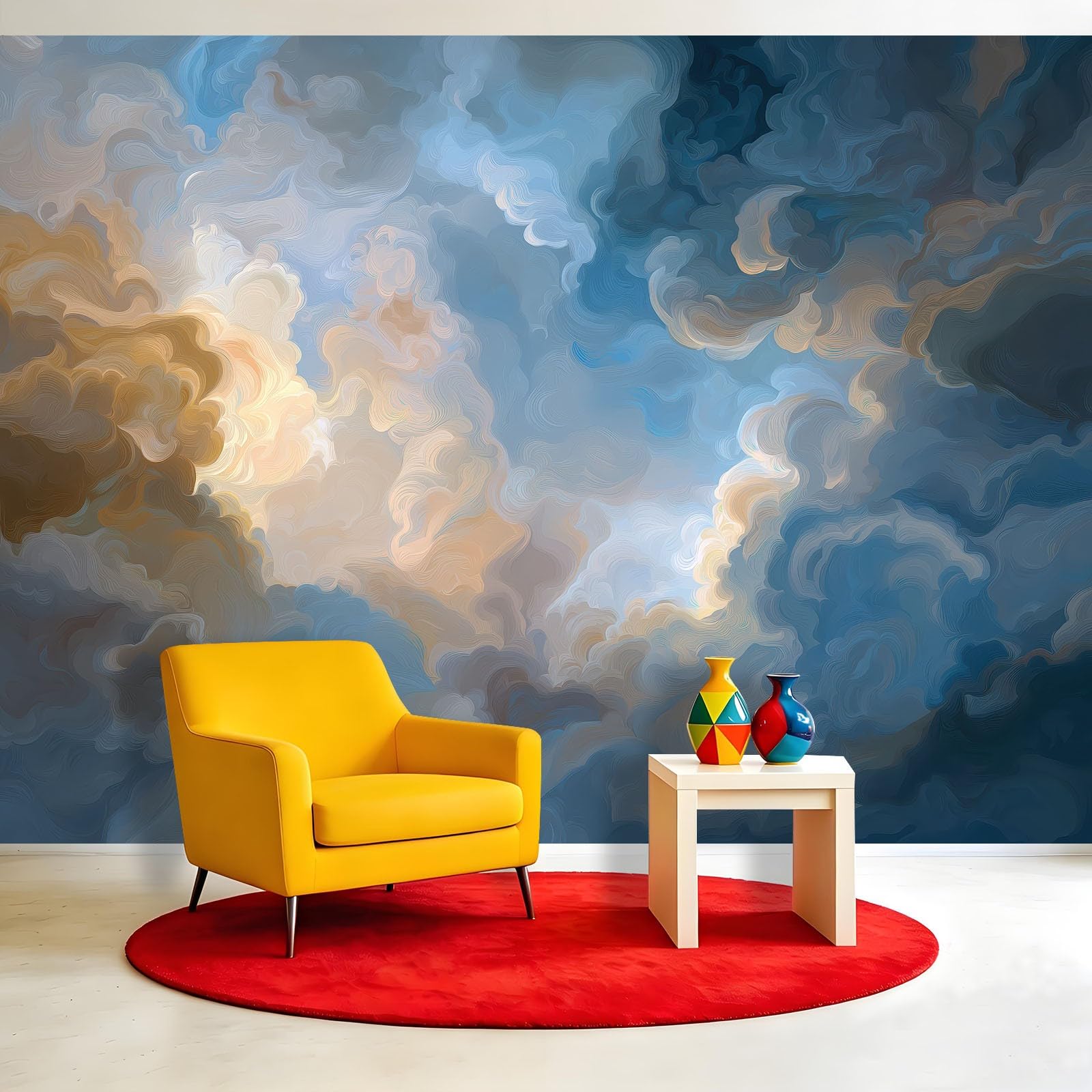 Panoramiczna tapeta niebo mgiełka chmury 200 x 140 cm (szer. x wys.) gigantyczny plakat ścienny tekstura dekoracja artystyczna - fototapeta z włókniny do salonu, sypialni, tło TV i biura (łatwy w