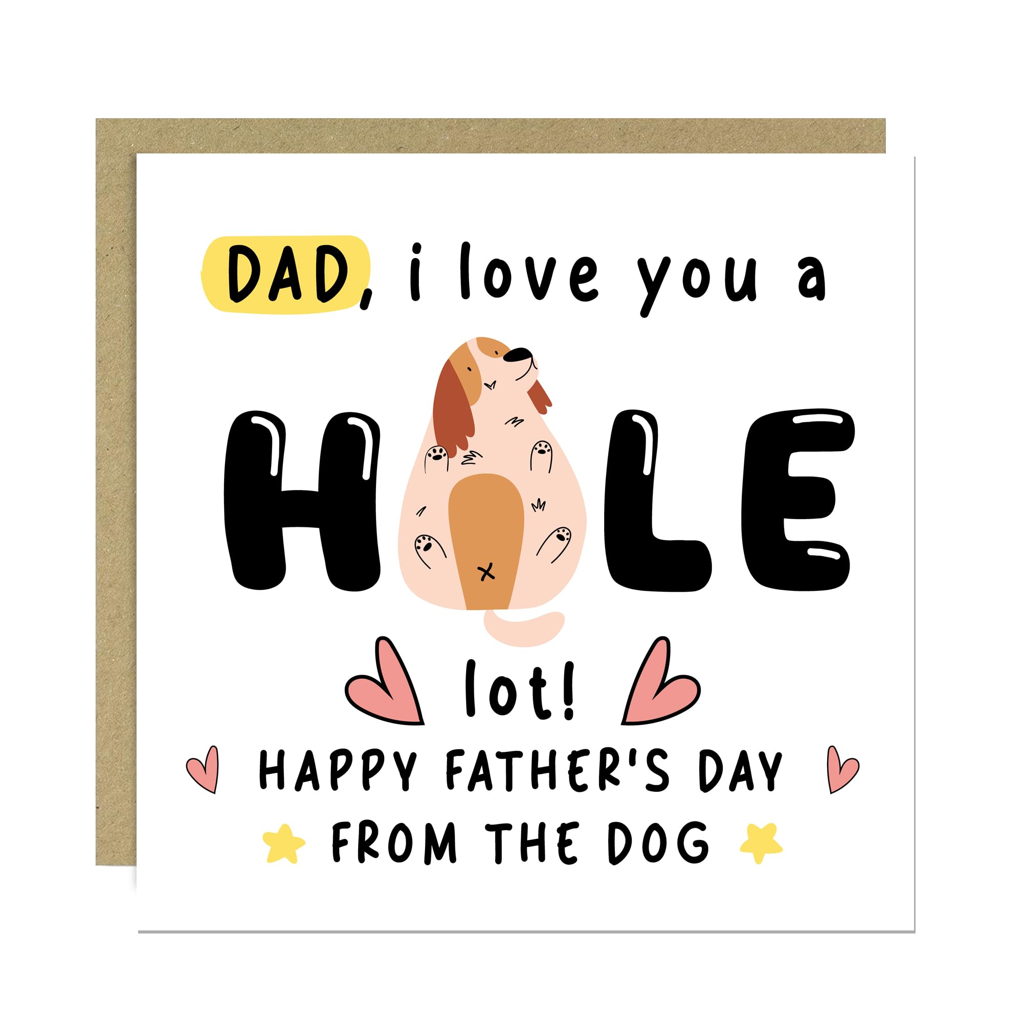 RED OCEAN Funny Fathers Day Card From The Dog I Love You A Hole Lot Joke Card For Dad From Dog Puppy With Envelope For Owner